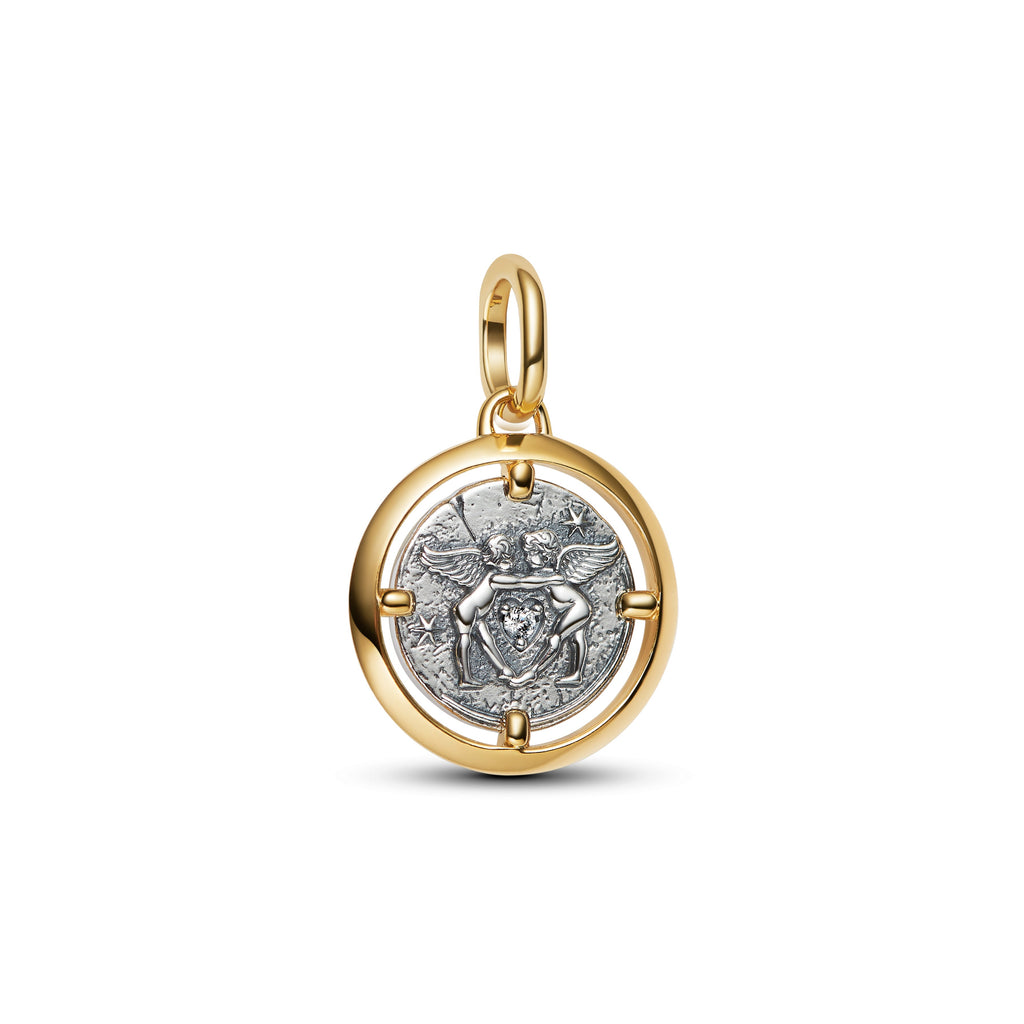 PANDORA Cupids Medallion Charm 14K Gold Plated Unique Metal Blend Symbols Charms Bracelet Charm Jewelry Gift