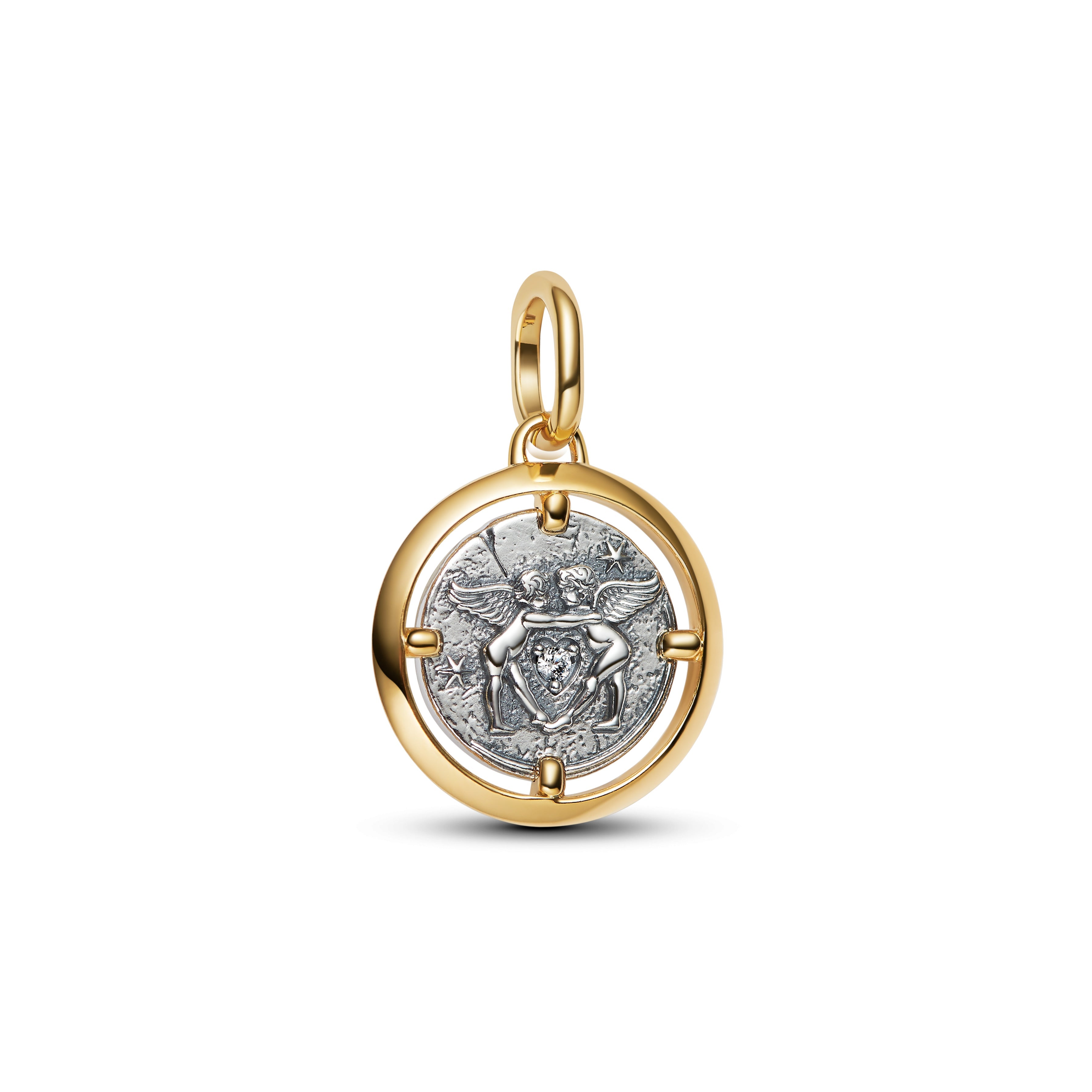 PANDORA Cupids Medallion Charm 14K Gold Plated Unique Metal Blend Symbols Charms Bracelet Charm Jewelry Gift