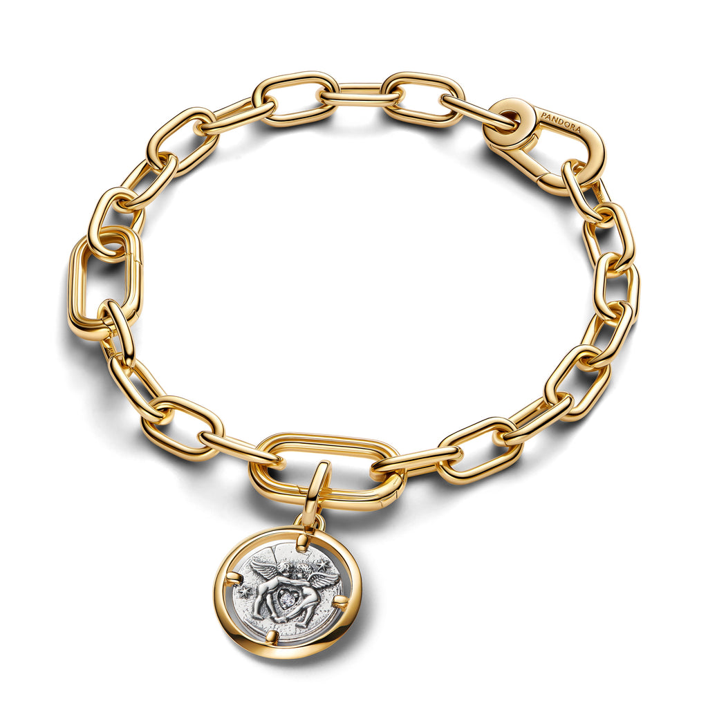 PANDORA Cupids Medallion Charm 14K Gold Plated Unique Metal Blend Symbols Charms Bracelet Charm Jewelry Gift