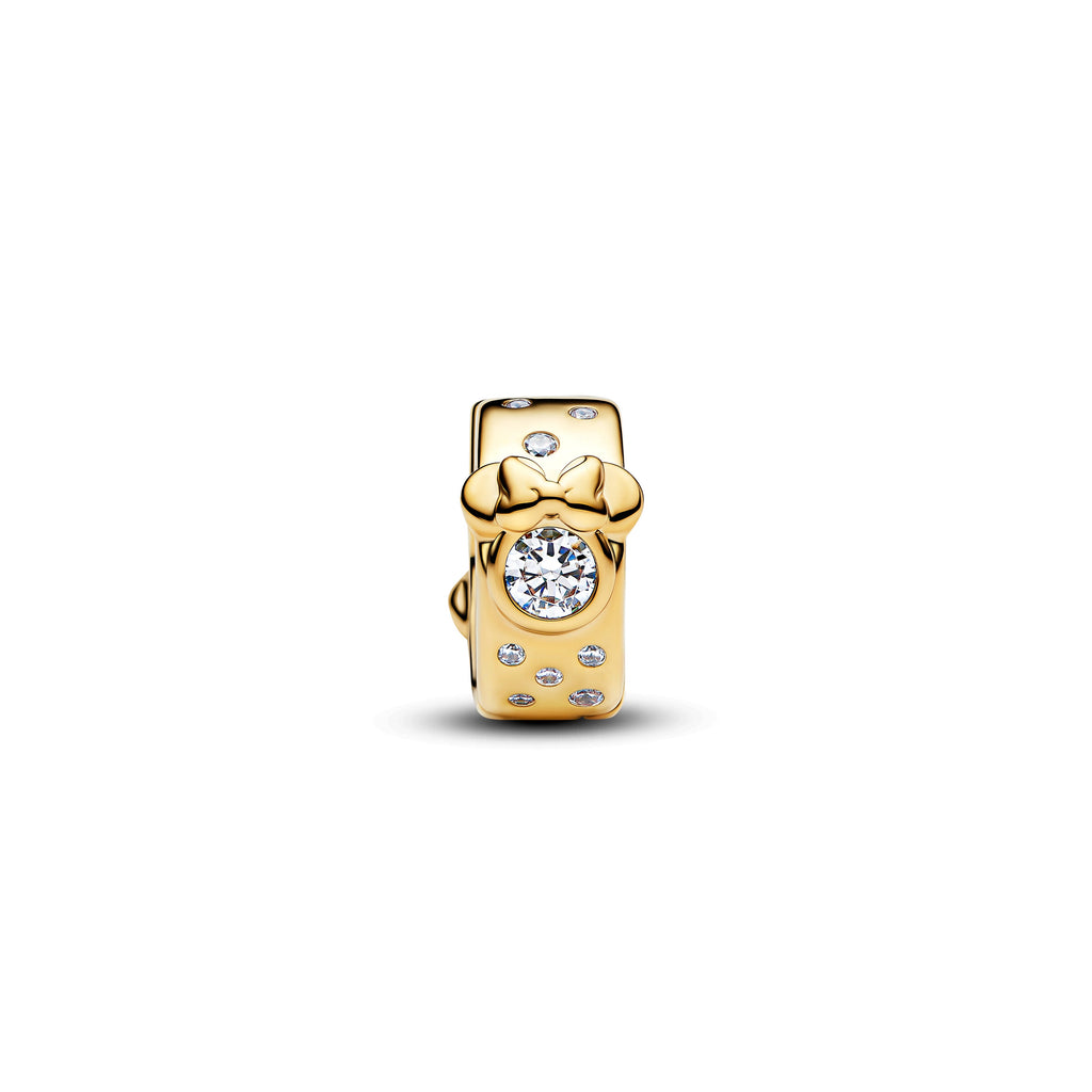 PANDORA Disney Mickey And Minnie Mouse Clip Charm 14K Gold Plated Unique Metal Blend Disney X PANDORA Charms Bracelet Charm Jewelry Gift
