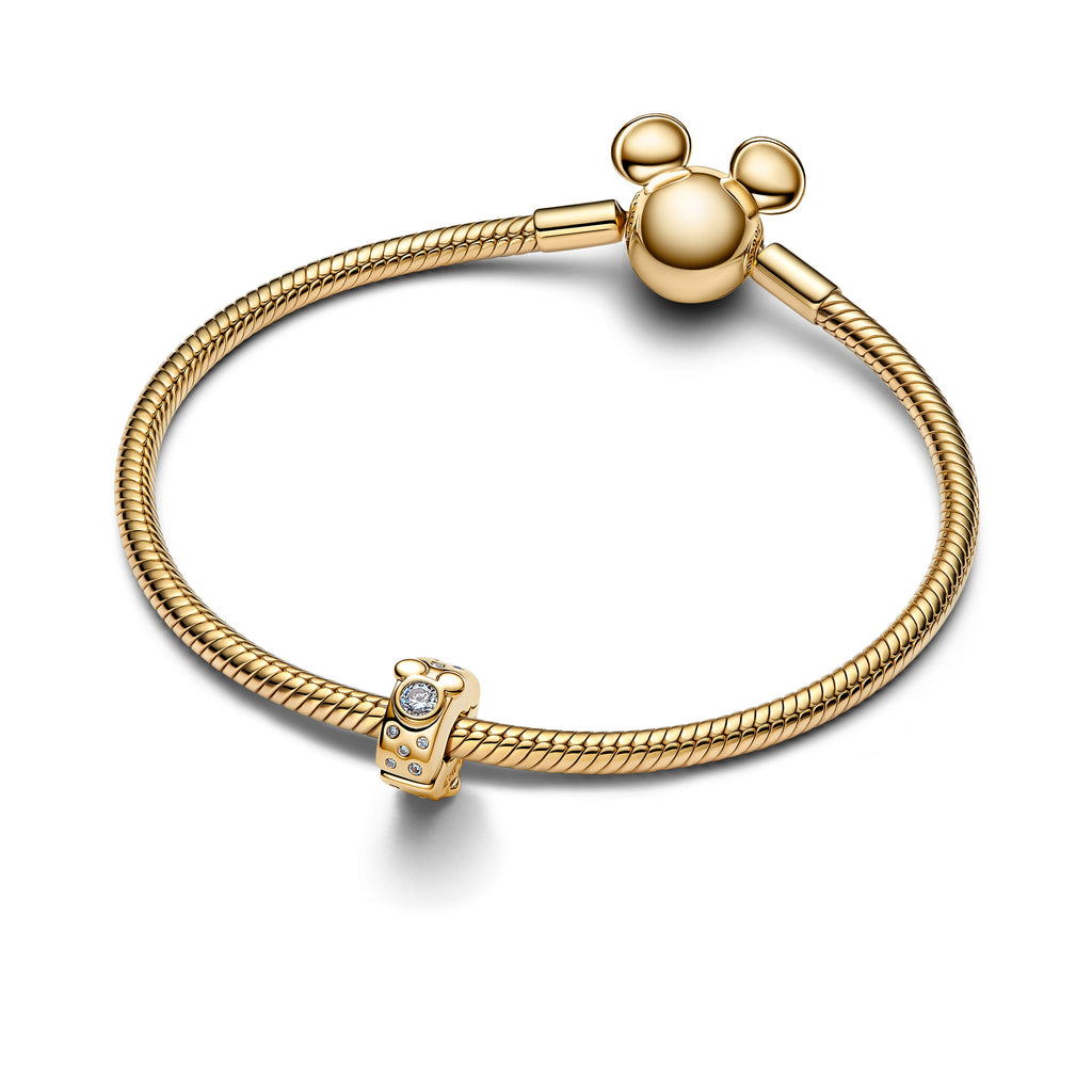 PANDORA Disney Mickey And Minnie Mouse Clip Charm 14K Gold Plated Unique Metal Blend Disney X PANDORA Charms Bracelet Charm Jewelry Gift