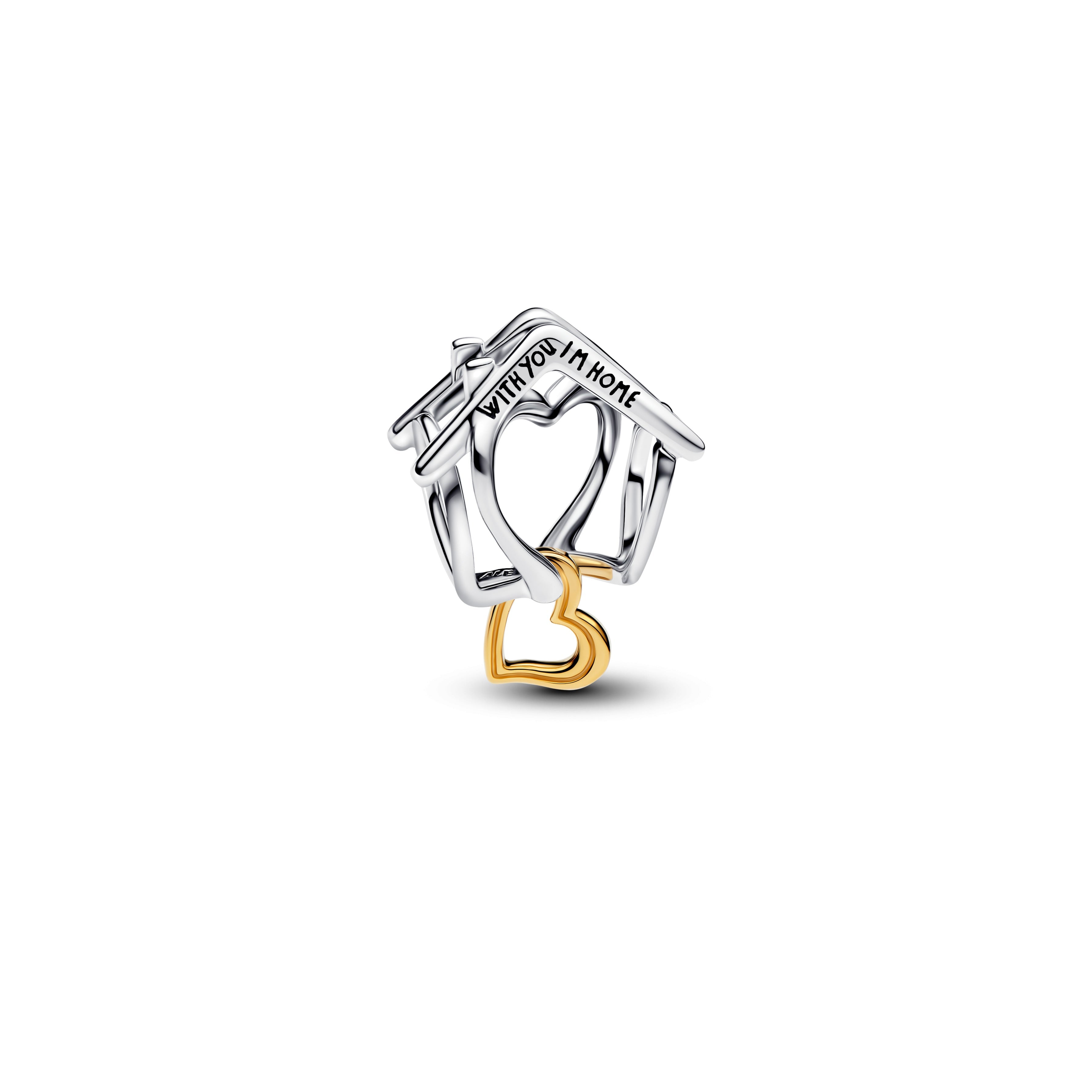PANDORA Home And Heart Charm 14K Gold Plated Unique Metal Blend Family And Friends Charms Bracelet Charm Jewelry Gift
