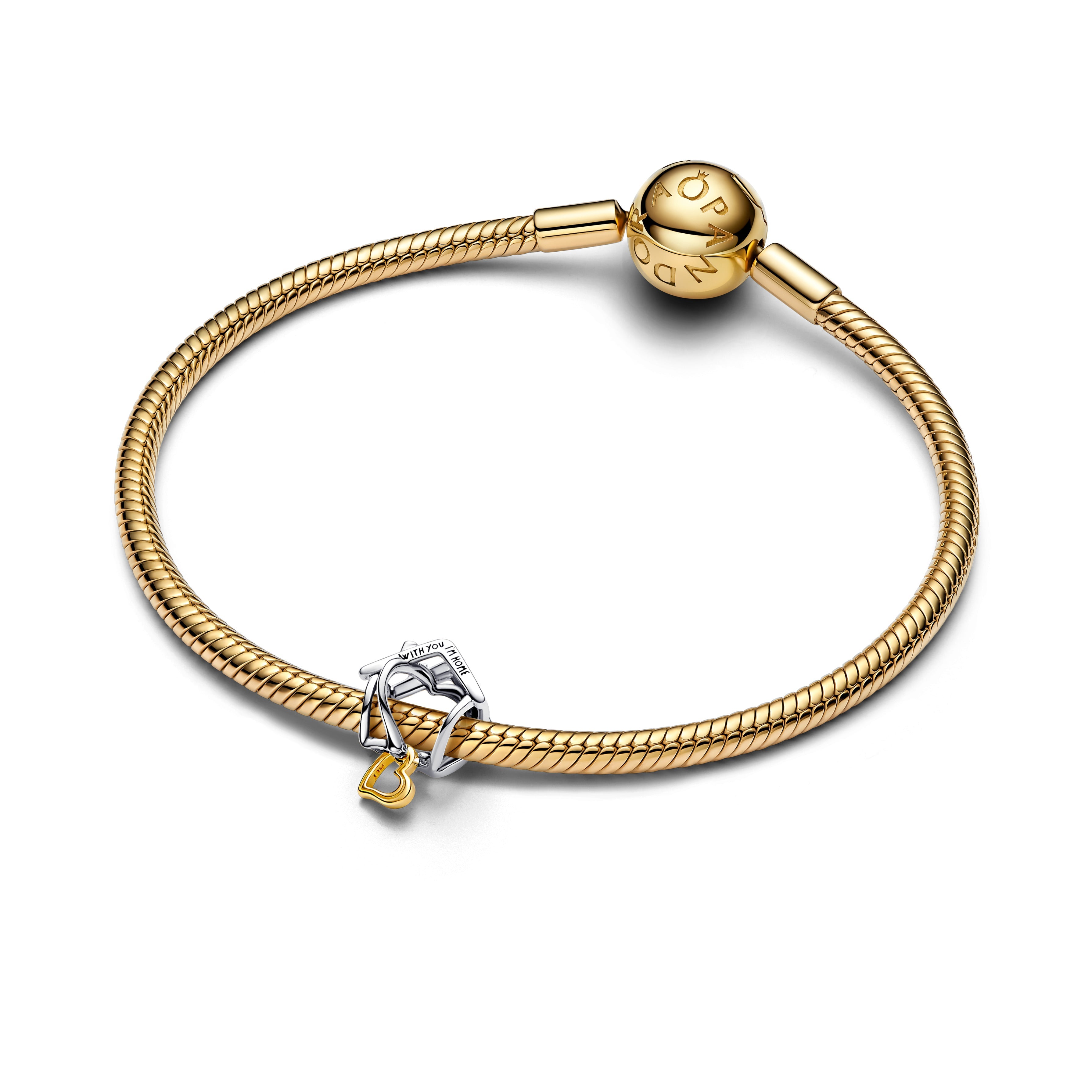 PANDORA Home And Heart Charm 14K Gold Plated Unique Metal Blend Family And Friends Charms Bracelet Charm Jewelry Gift
