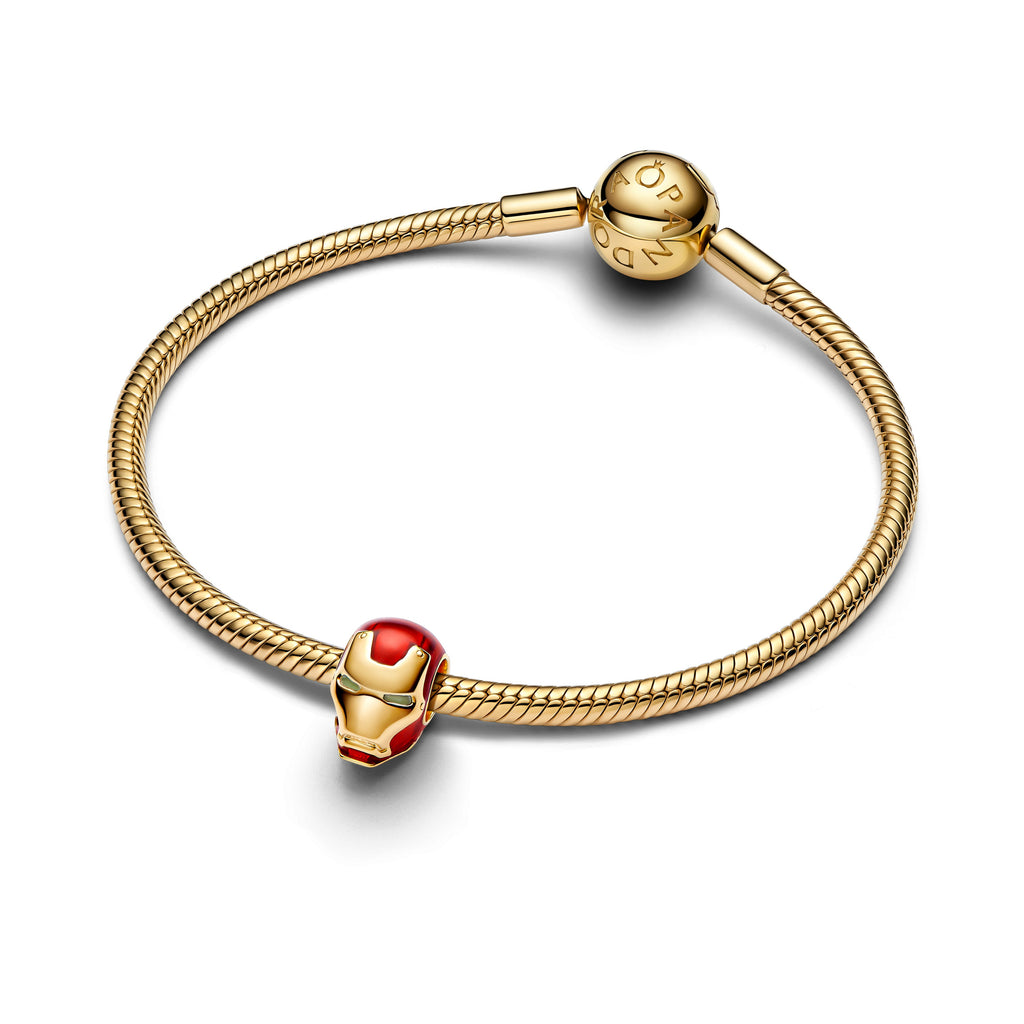 PANDORA Marvel Iron Man Helmet Charm 14K Gold Plated Unique Metal Blend Glow In The Dark Marvel X PANDORA Charms Bracelet Charm Jewelry Gift