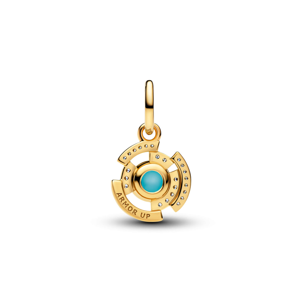 PANDORA Marvel Iron Man Arc Reactor Dangle Charm 14K Gold Plated Unique Metal Blend Blue Marvel X PANDORA Charms Bracelet Charm Jewelry Gift