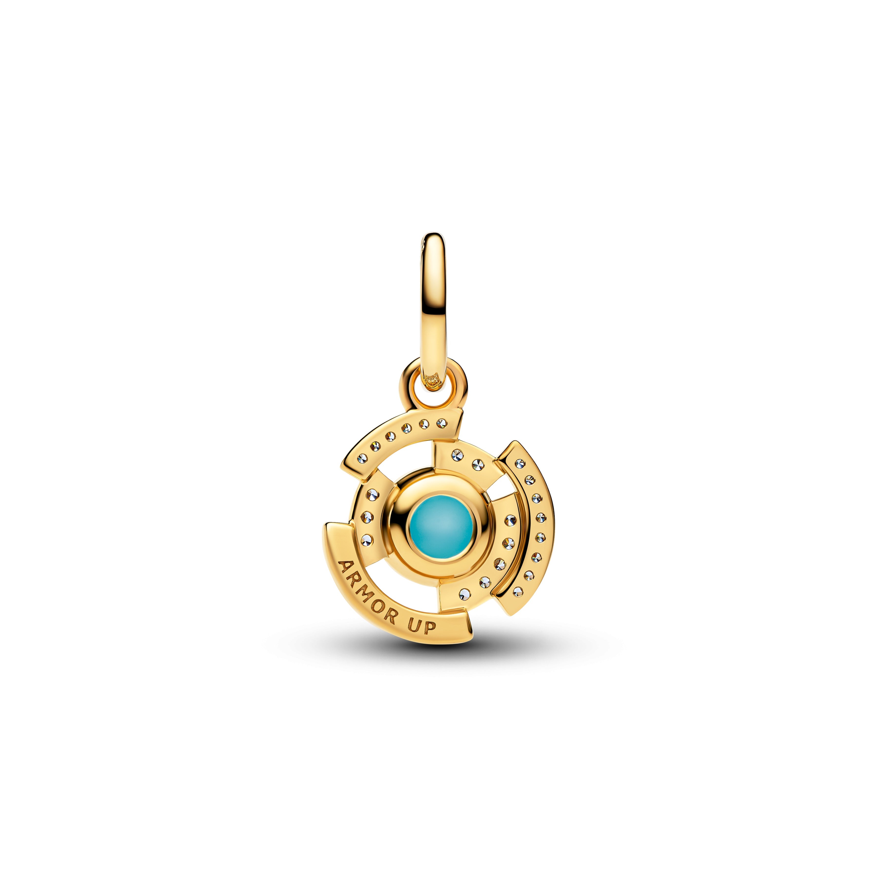 PANDORA Marvel Iron Man Arc Reactor Dangle Charm 14K Gold Plated Unique Metal Blend Blue Marvel X PANDORA Charms Bracelet Charm Jewelry Gift