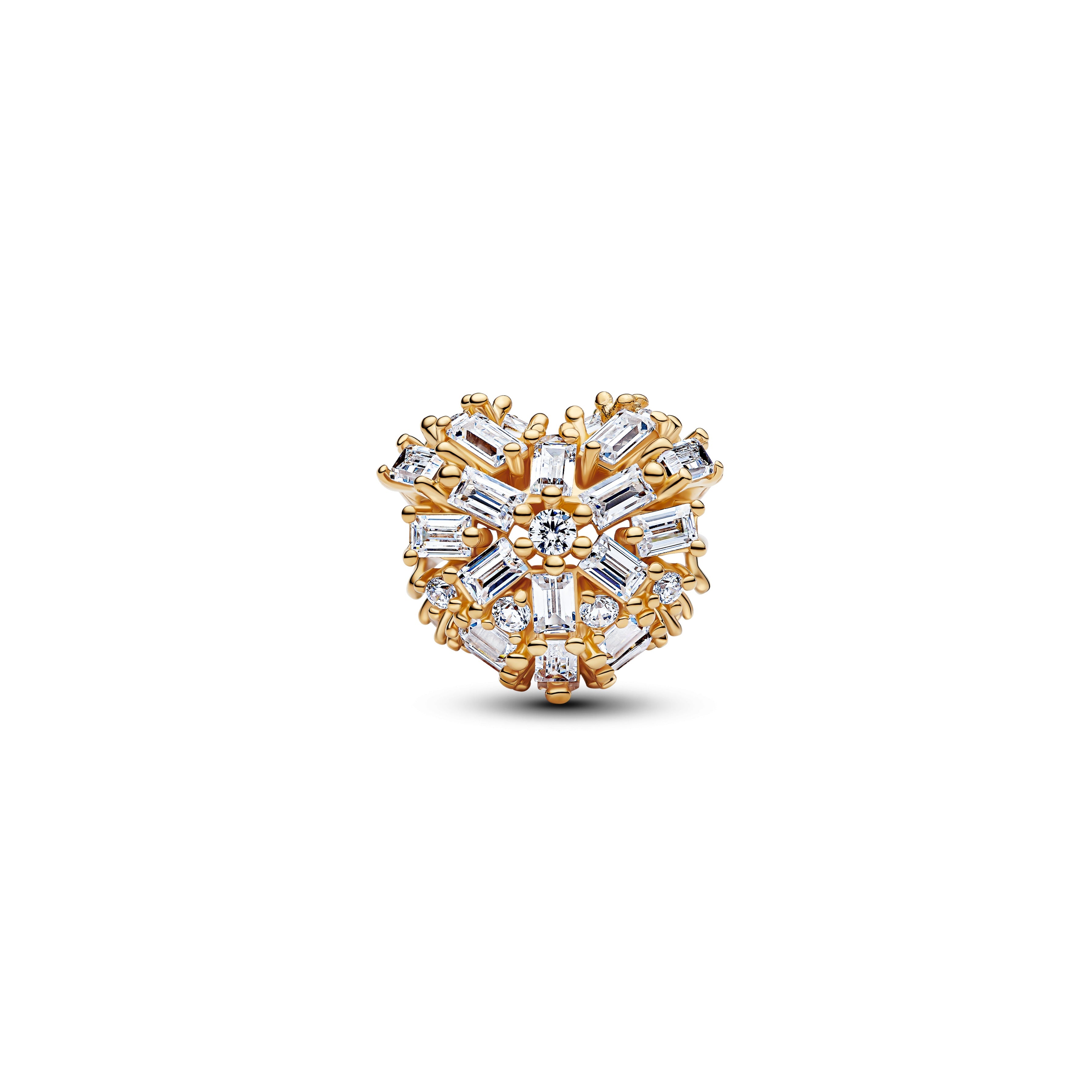 PANDORA Sparkling Heart Charm 14K Gold Plated Unique Metal Blend Christmas Charms Bracelet Charm Jewelry Gift