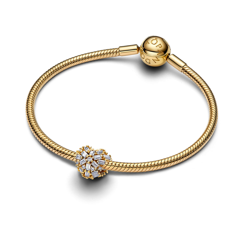 PANDORA Sparkling Heart Charm 14K Gold Plated Unique Metal Blend Christmas Charms Bracelet Charm Jewelry Gift