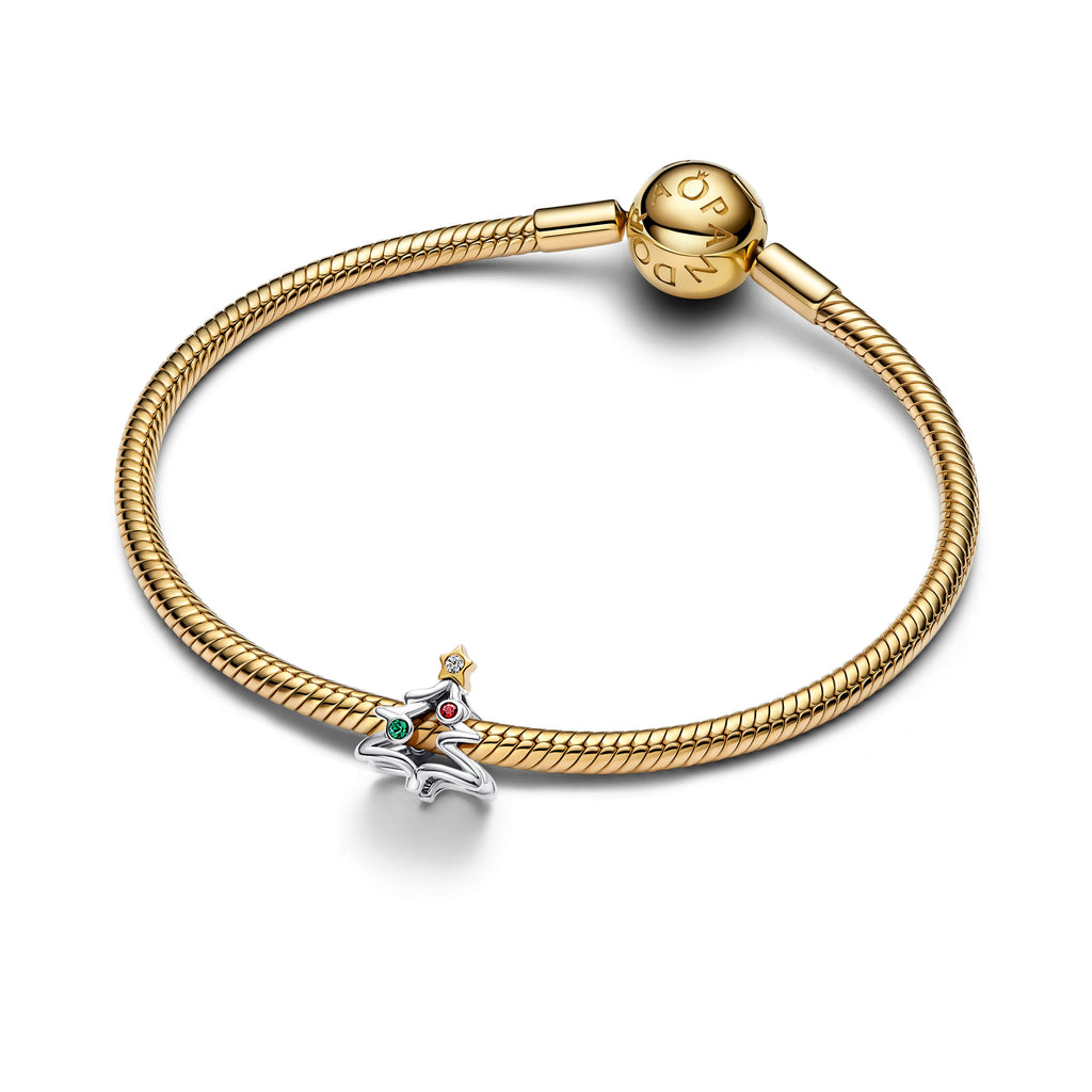 PANDORA Christmas Tree Charm 14K Gold Plated Unique Metal Blend Charms Bracelet Charm Jewelry Gift