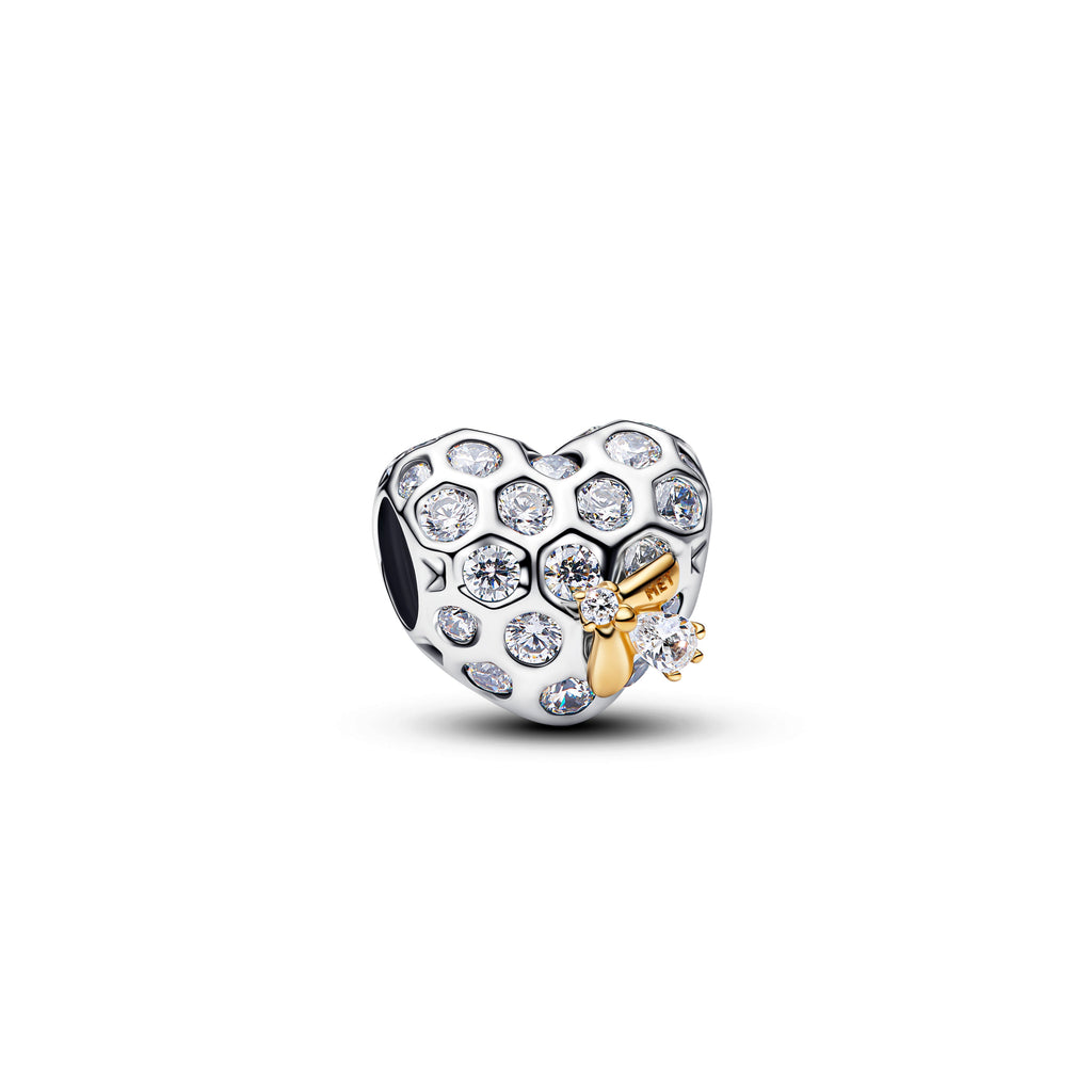 PANDORA Bridgerton Honeycomb And Bee Heart Charm 14K Gold Plated Unique Metal Blend Charms Bracelet Charm Jewelry Gift