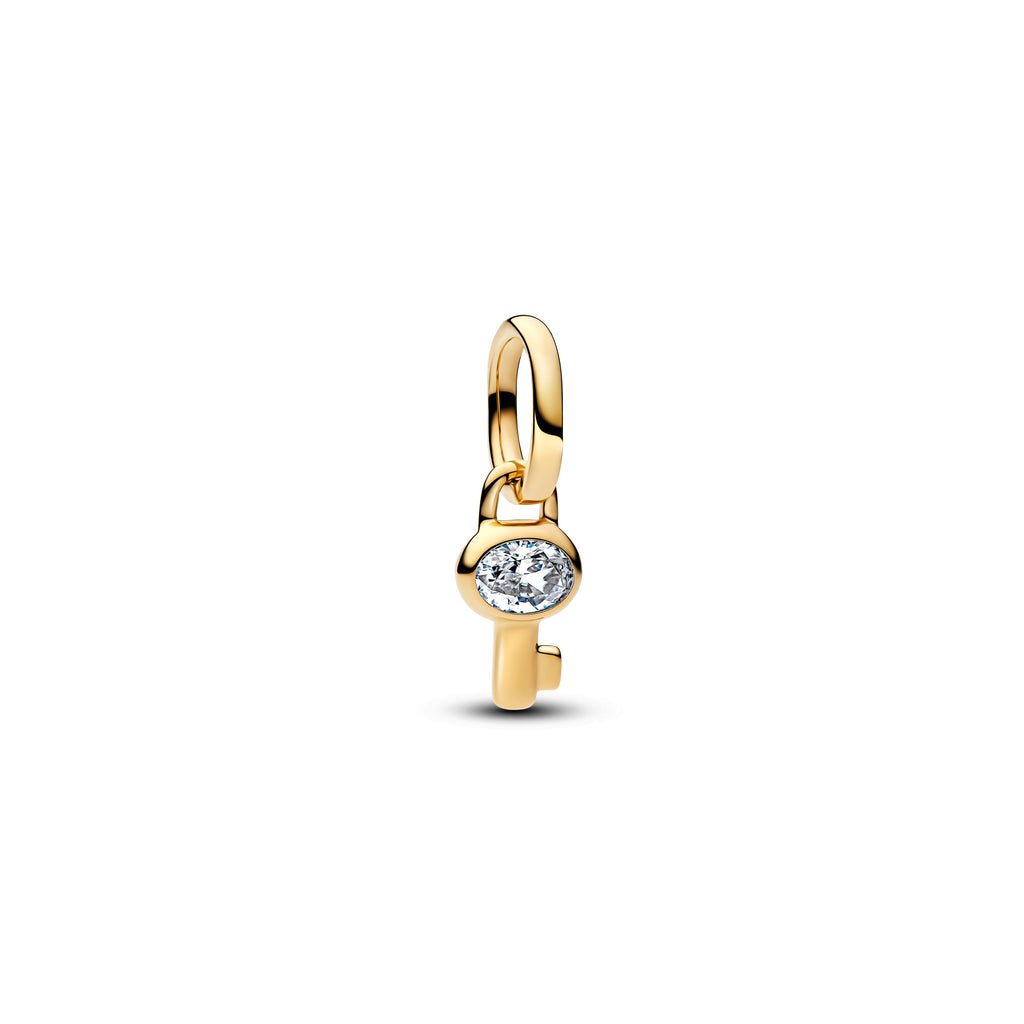 PANDORA Key Mini Dangle Charm 14K Gold Plated Unique Metal Blend Key Padlock Charms Bracelet Charm Jewelry Gift