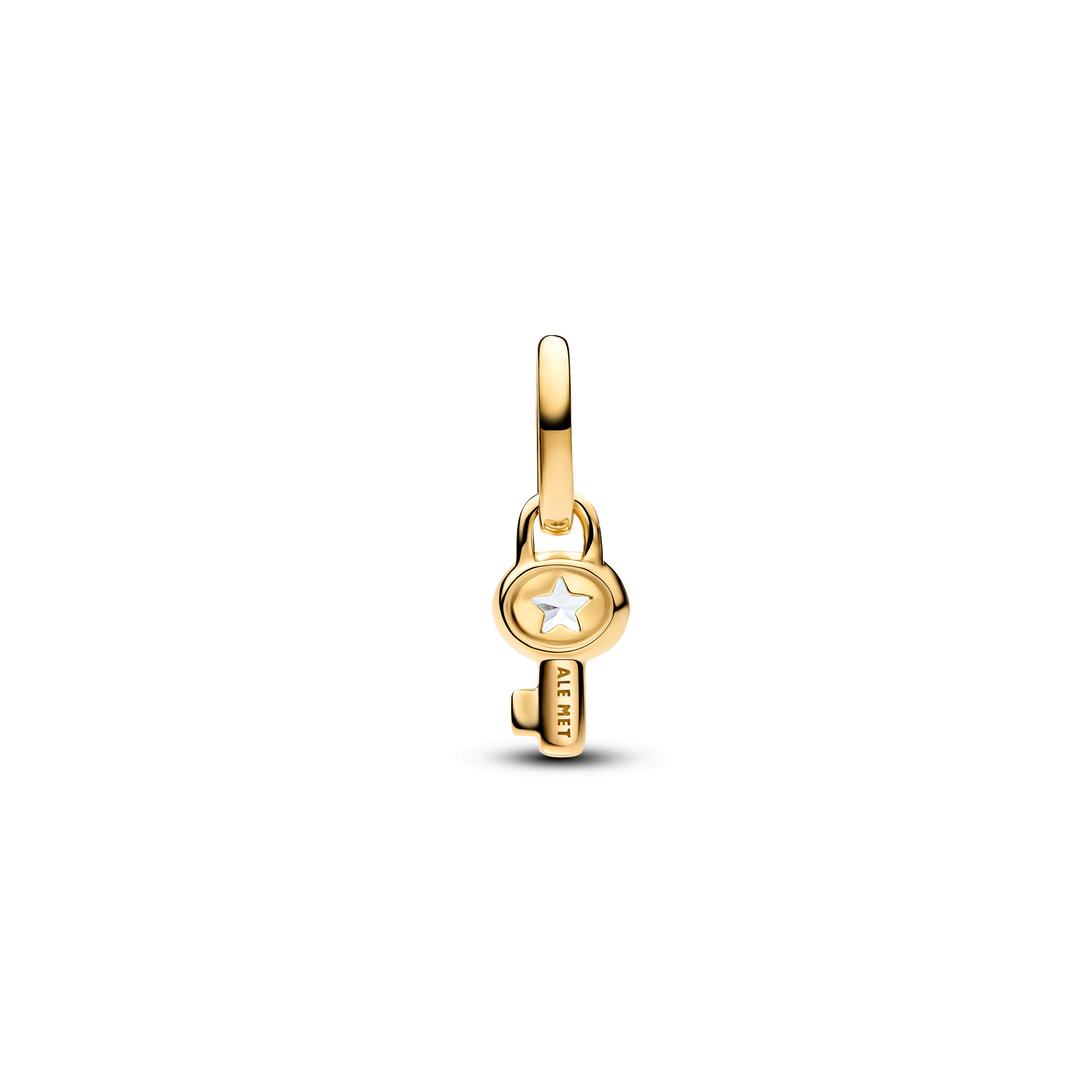 PANDORA Key Mini Dangle Charm 14K Gold Plated Unique Metal Blend Key Padlock Charms Bracelet Charm Jewelry Gift