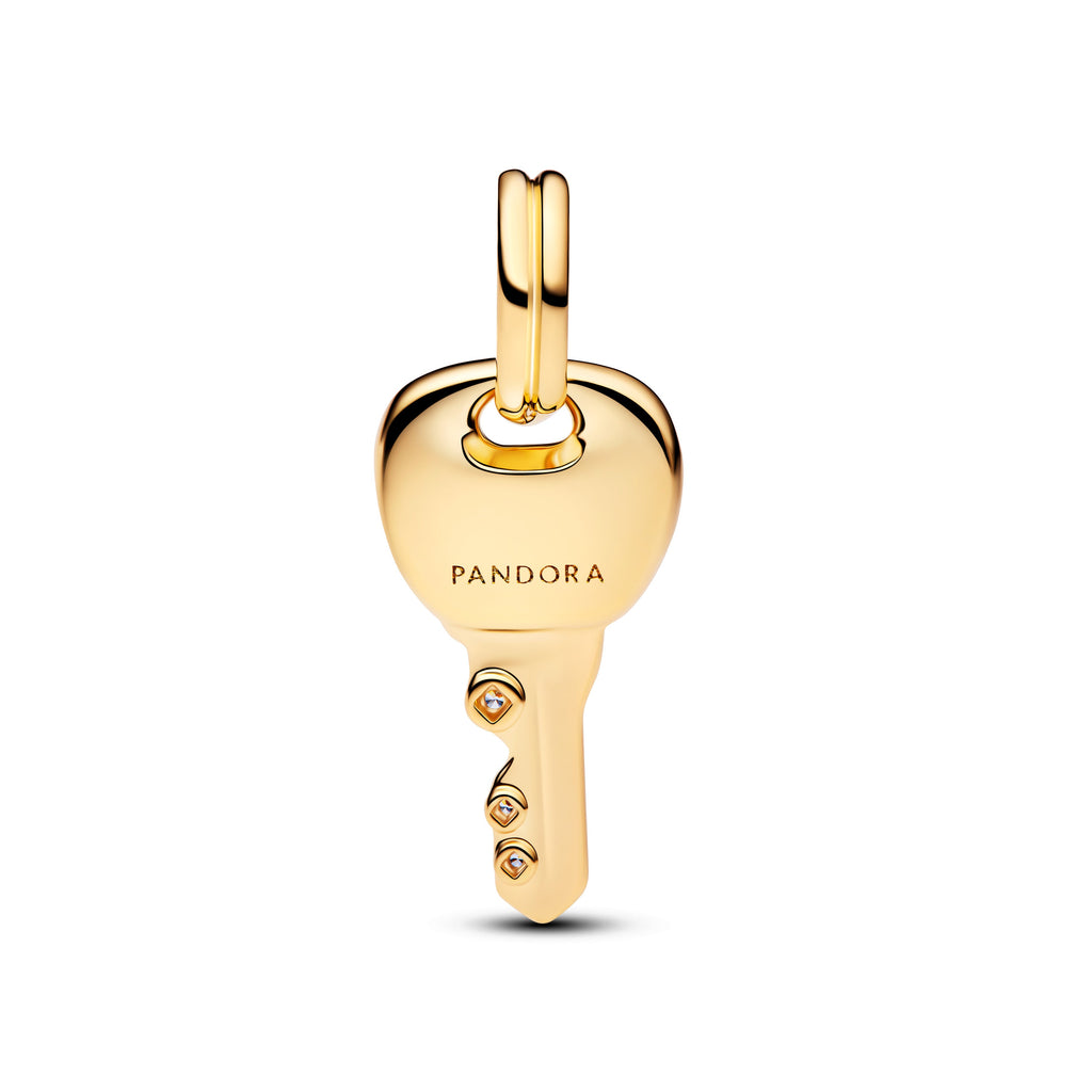 PANDORA Key Dangle Charm 14K Gold Plated Unique Metal Blend Key Padlock Charms Bracelet Charm Jewelry Gift