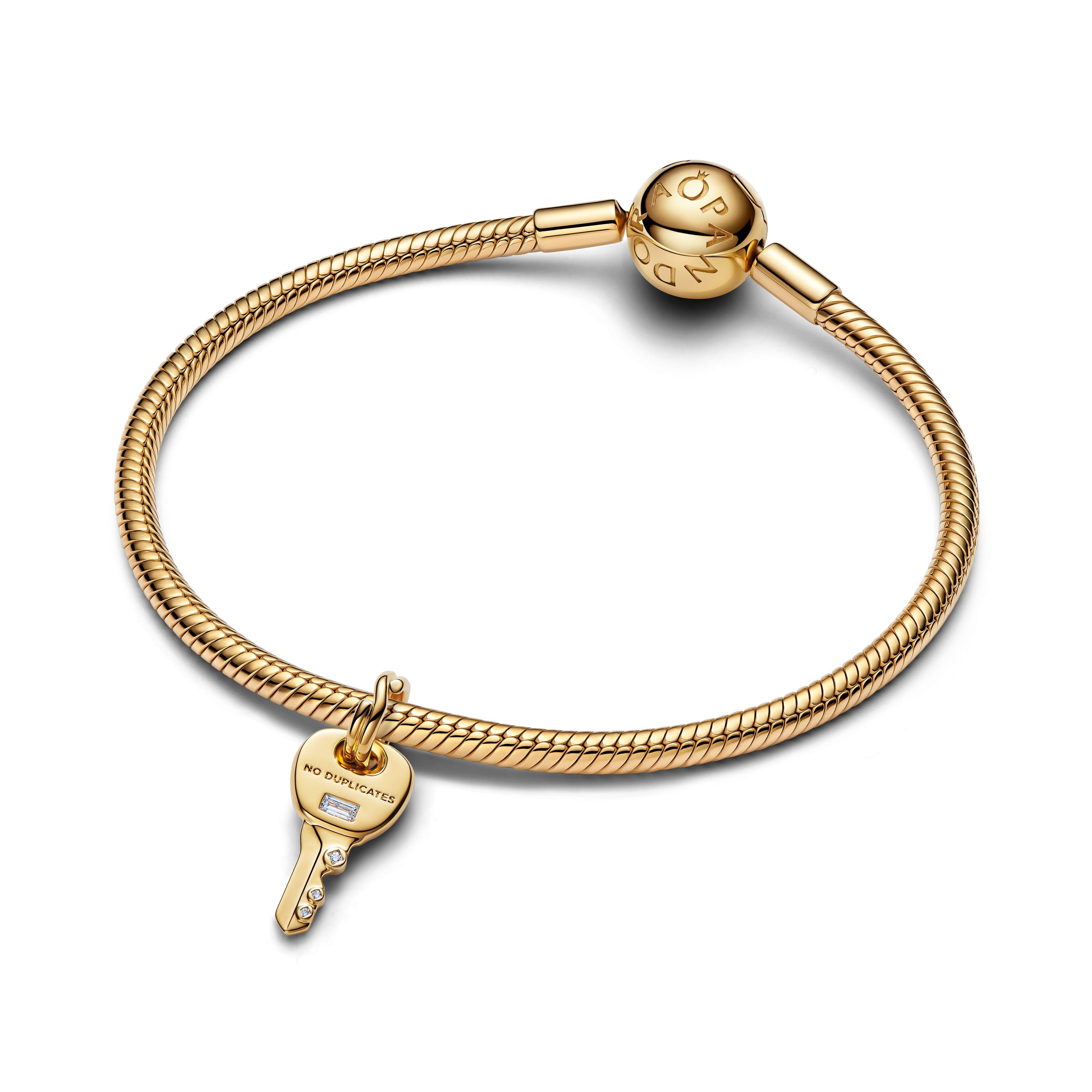 PANDORA Key Dangle Charm 14K Gold Plated Unique Metal Blend Key Padlock Charms Bracelet Charm Jewelry Gift