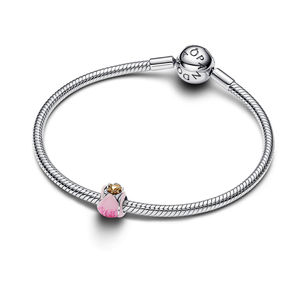 PANDORA Pink Tulip Charm 14K Gold Plated Unique Metal Blend Flowers Charms Bracelet Charm Jewelry Gift