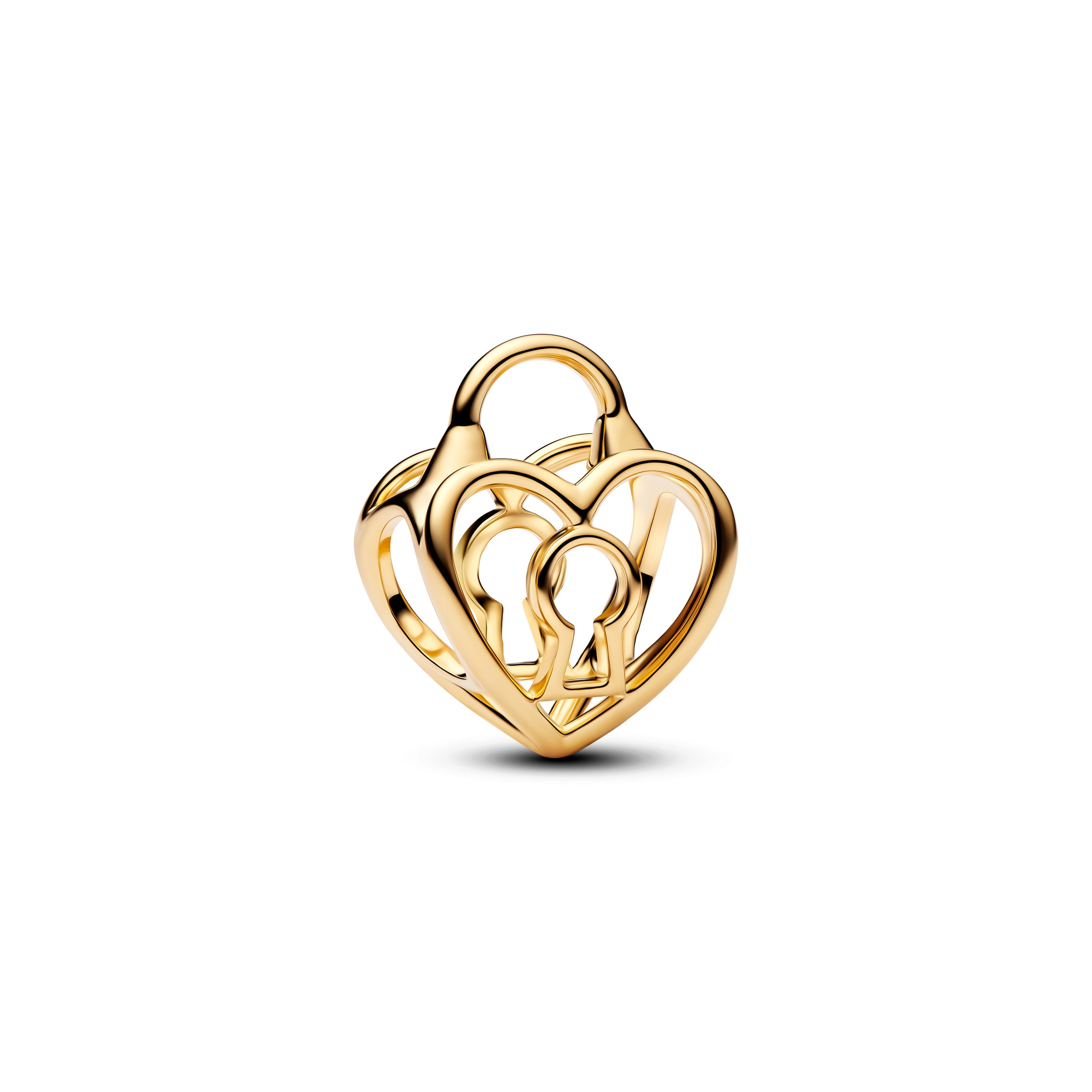 PANDORA Openwork Heart Padlock Charm 14K Gold Plated Unique Metal Blend Charms Bracelet Charm Jewelry Gift