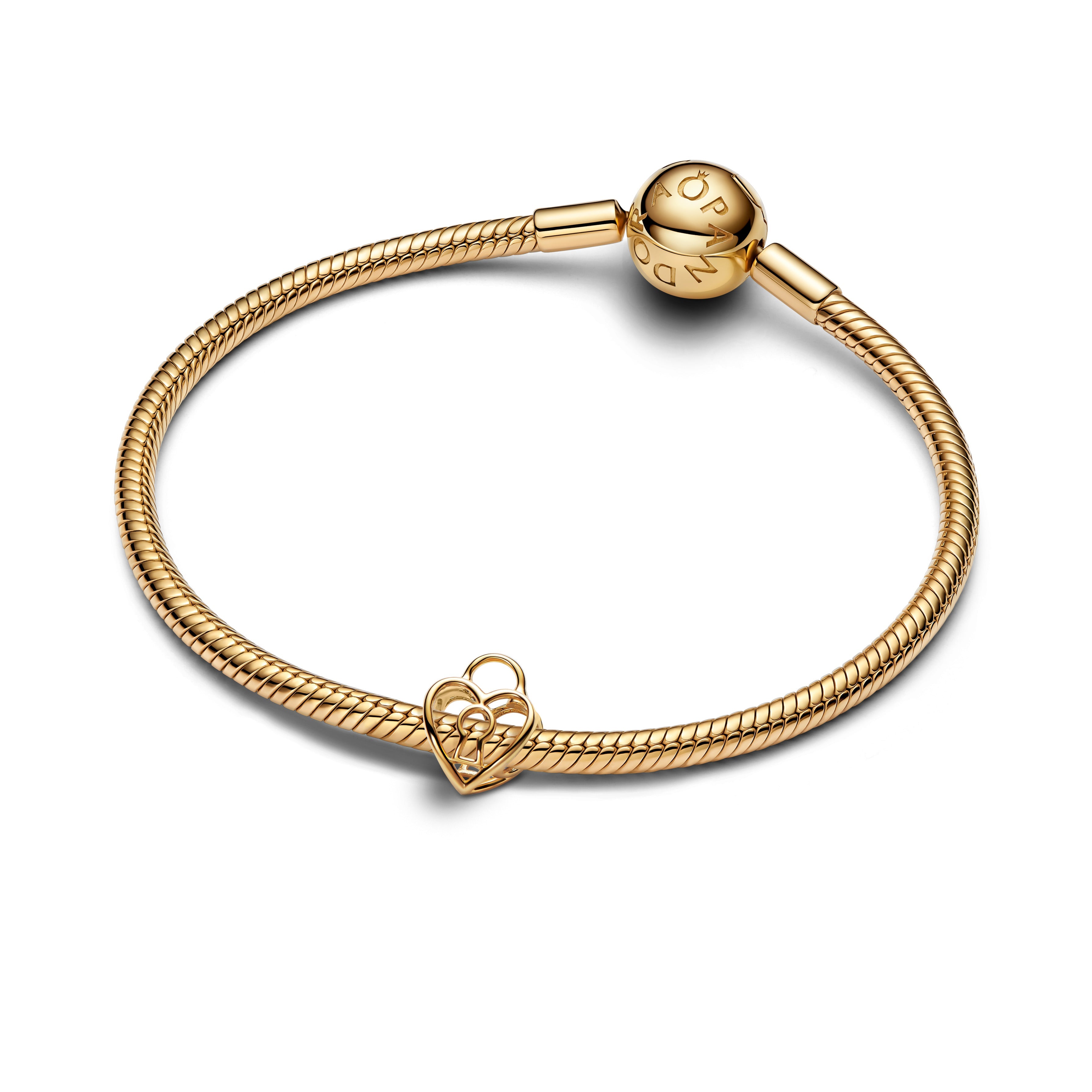 PANDORA Openwork Heart Padlock Charm 14K Gold Plated Unique Metal Blend Charms Bracelet Charm Jewelry Gift