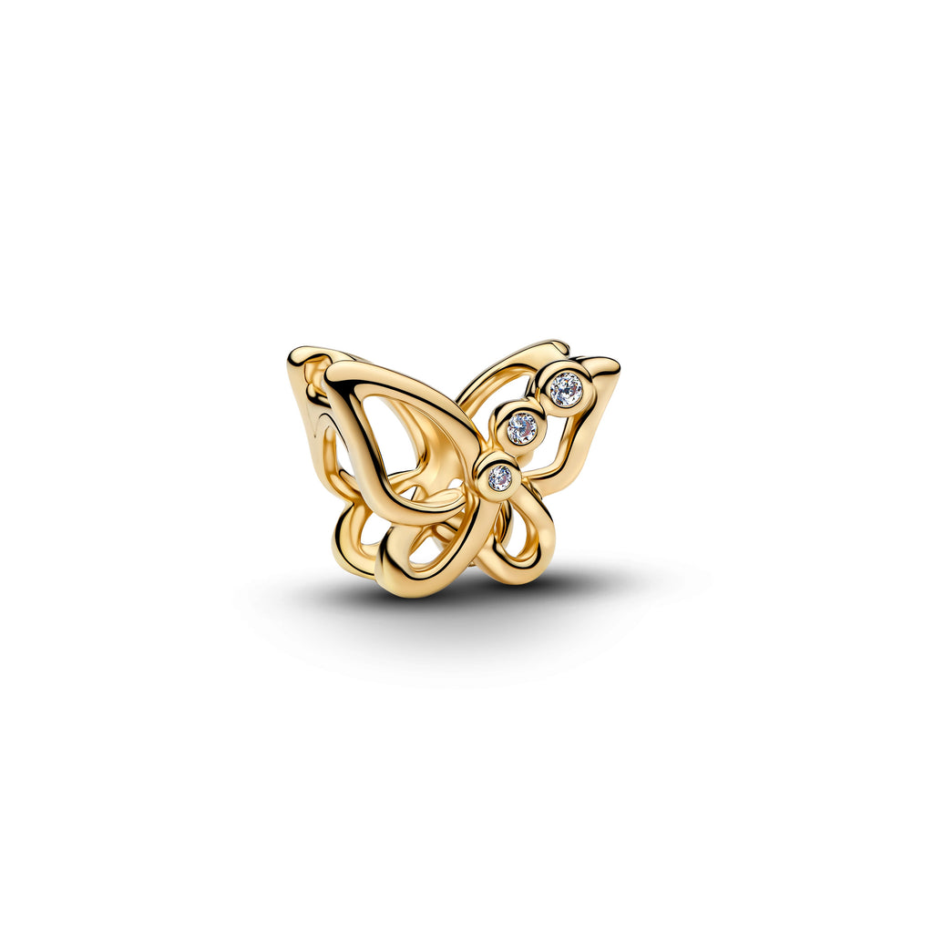 PANDORA Butterfly Openwork Charm 14K Gold Plated Unique Metal Blend Animals Charms Bracelet Charm Jewelry Gift