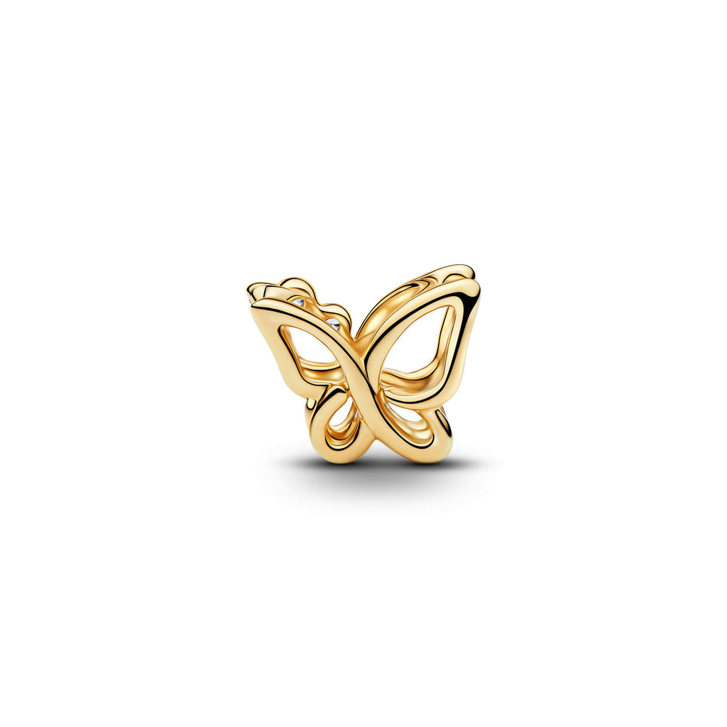 PANDORA Butterfly Openwork Charm 14K Gold Plated Unique Metal Blend Animals Charms Bracelet Charm Jewelry Gift