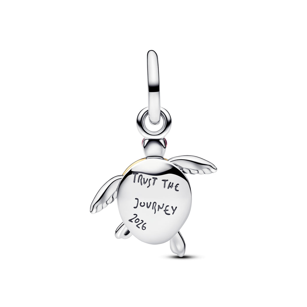 PANDORA 2026 Pink Sea Turtle Lab-grown Diamond Dangle Charm 14K Gold Plated Unique Metal Blend Animals Charms Bracelet Charm Jewelry Gift