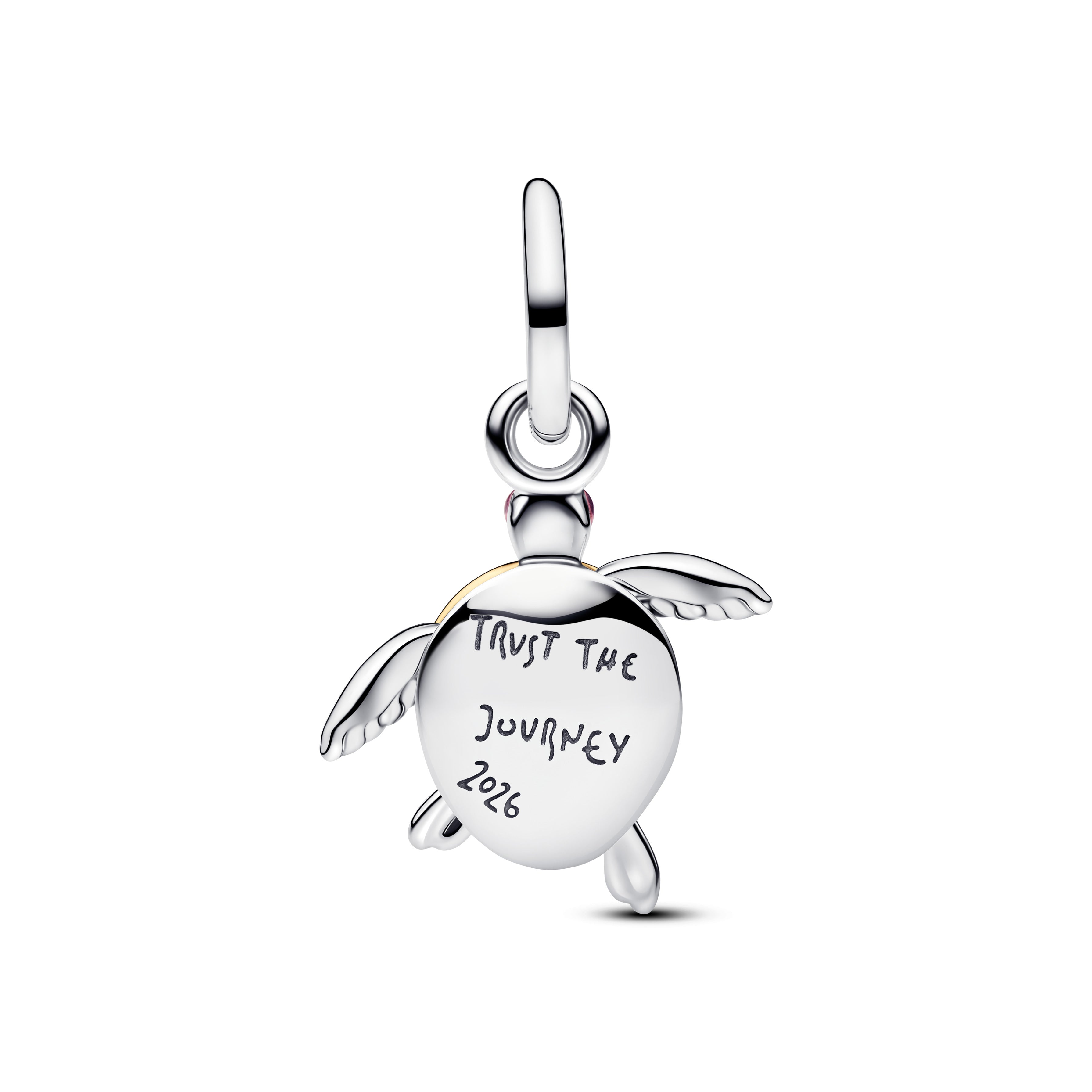 PANDORA 2026 Pink Sea Turtle Lab-grown Diamond Dangle Charm 14K Gold Plated Unique Metal Blend Animals Charms Bracelet Charm Jewelry Gift