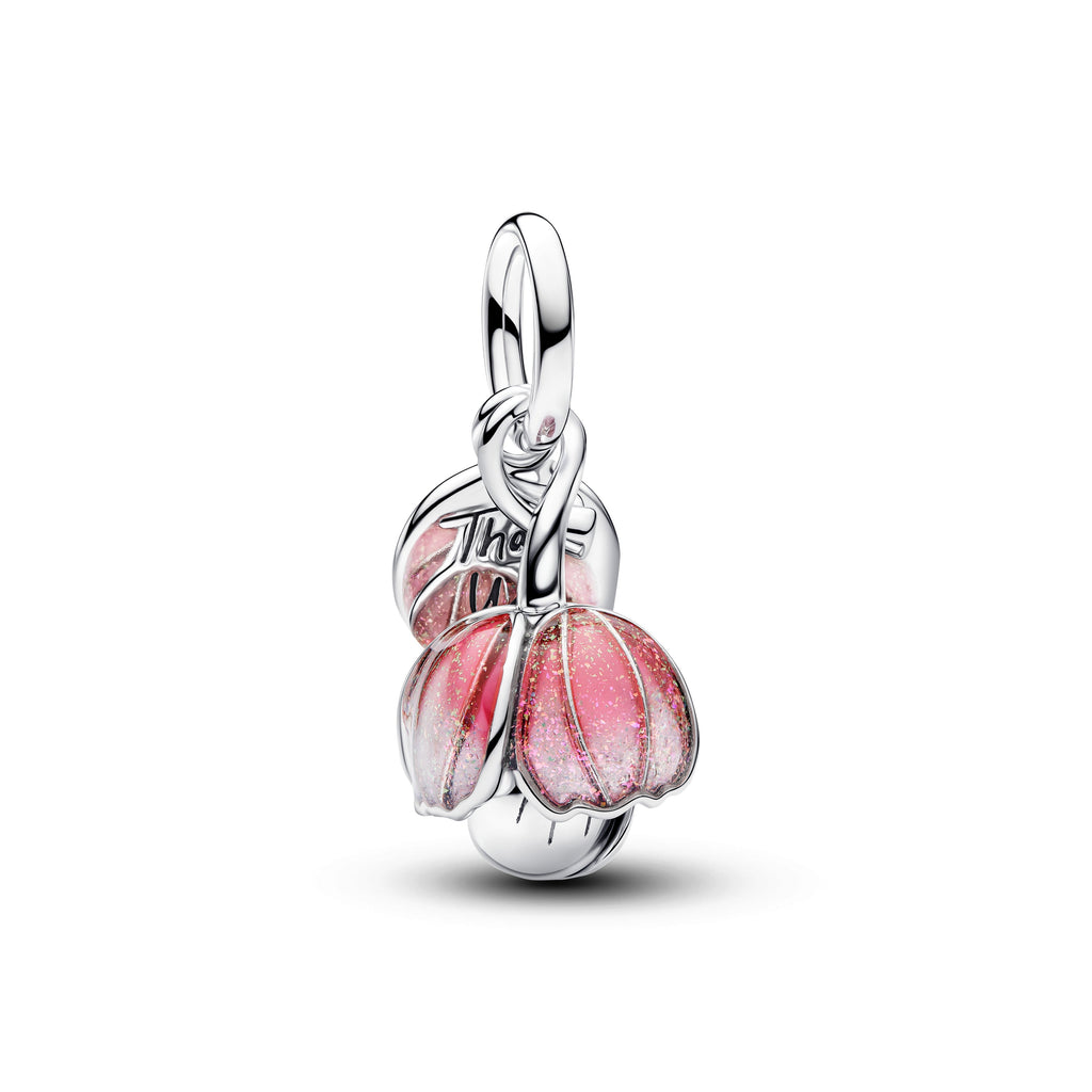 PANDORA Two-Tone Blooming Flower Dangle Charm Enamel Flowers Charms Bracelet Charm Jewelry Gift