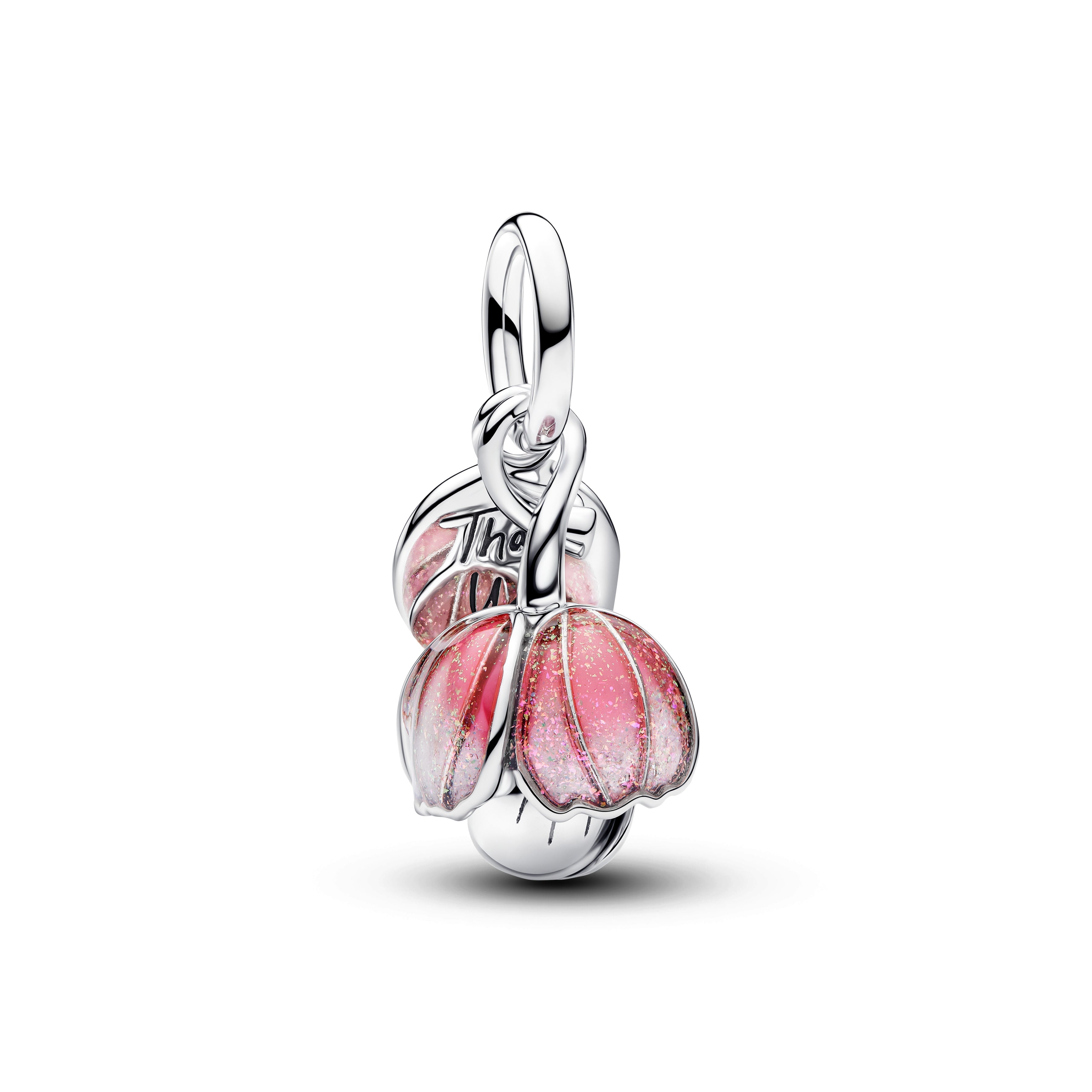 PANDORA Two-Tone Blooming Flower Dangle Charm Enamel Flowers Charms Bracelet Charm Jewelry Gift