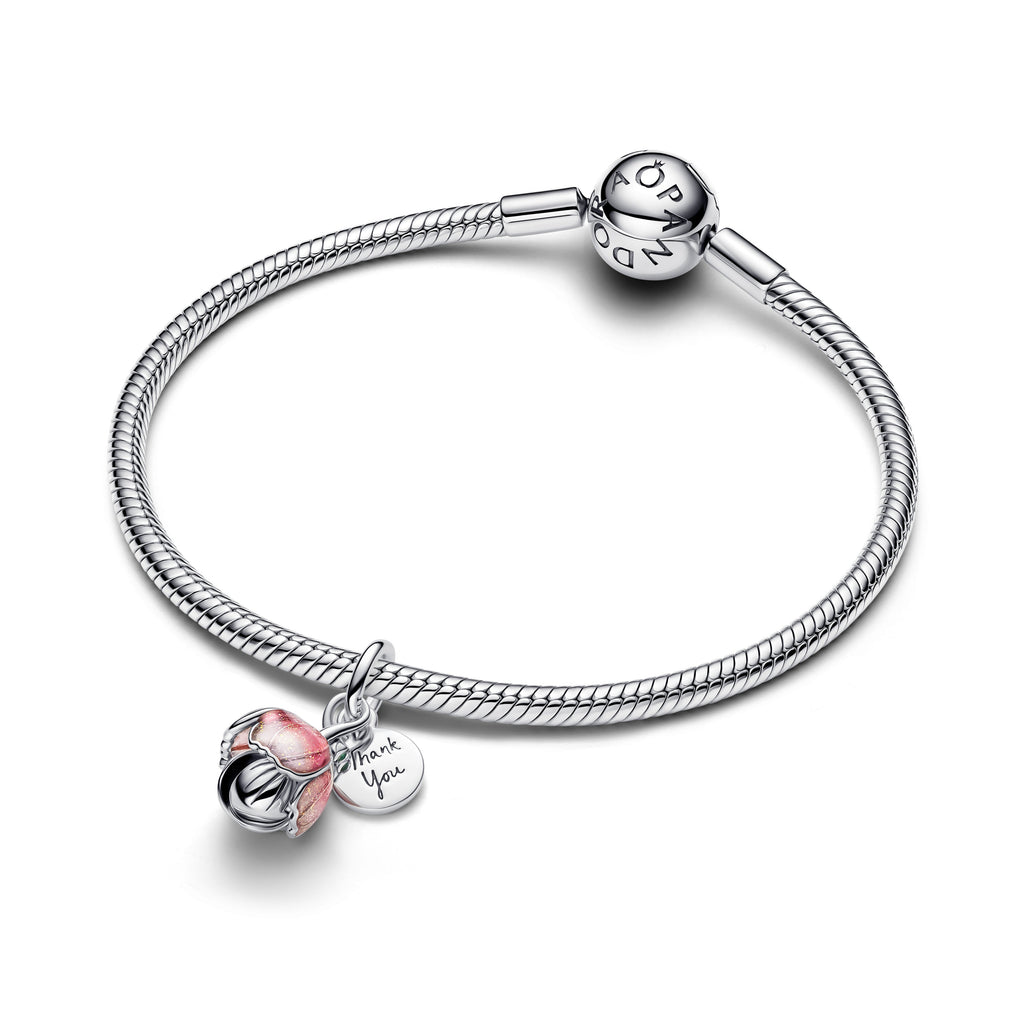 PANDORA Two-Tone Blooming Flower Dangle Charm Enamel Flowers Charms Bracelet Charm Jewelry Gift