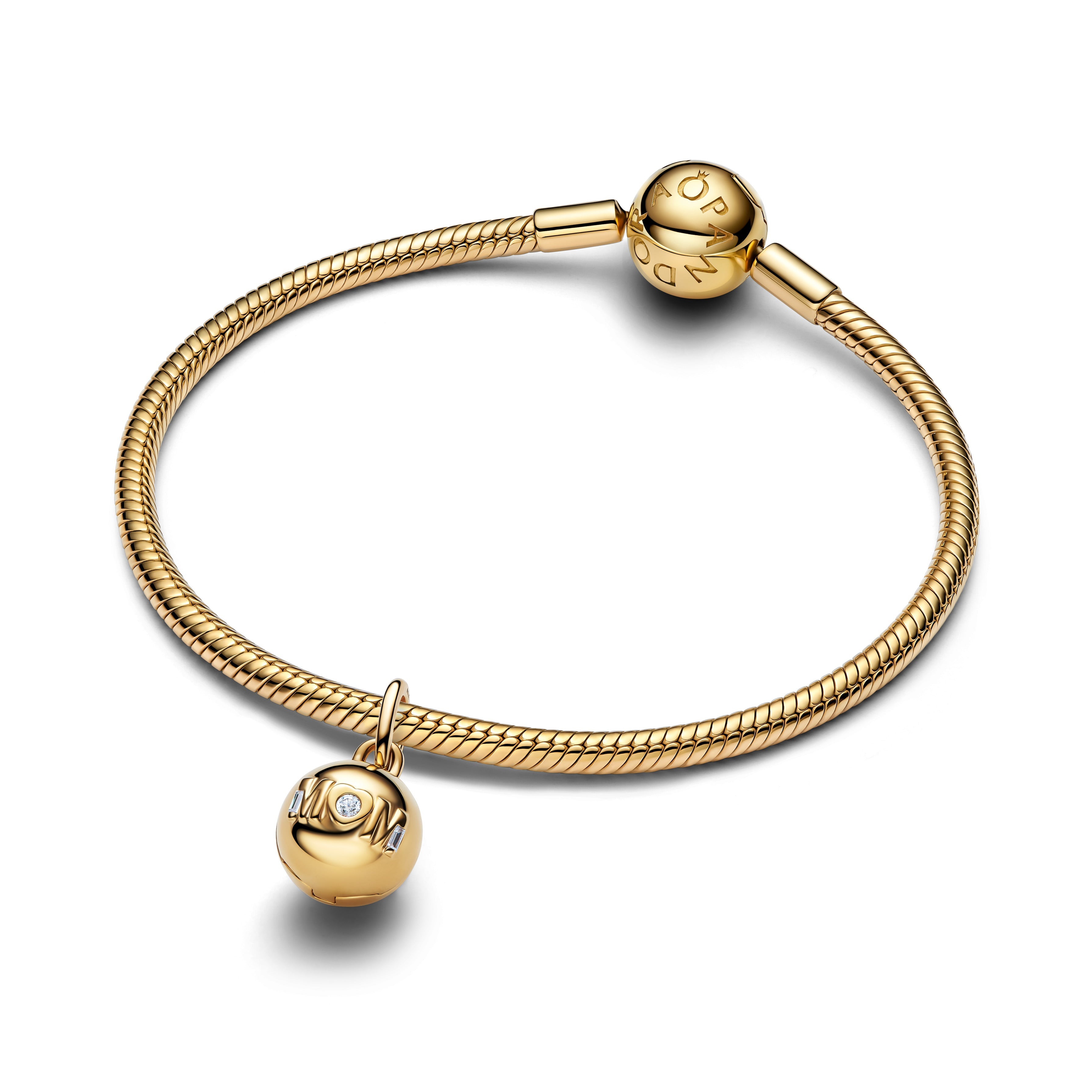 PANDORA Mom Ball Clasp Charm 14K Gold Plated Unique Metal Blend Love Charms Bracelet Charm Jewelry Gift