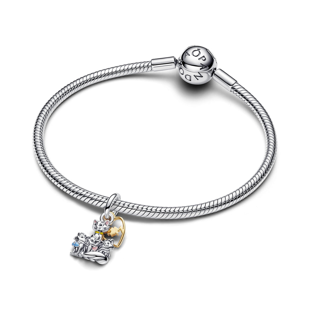 PANDORA Disney Aristocats Duchess And Kittens Dangle Charm 14K Gold Plated Unique Metal Blend Animals Charms Bracelet Charm Jewelry Gift