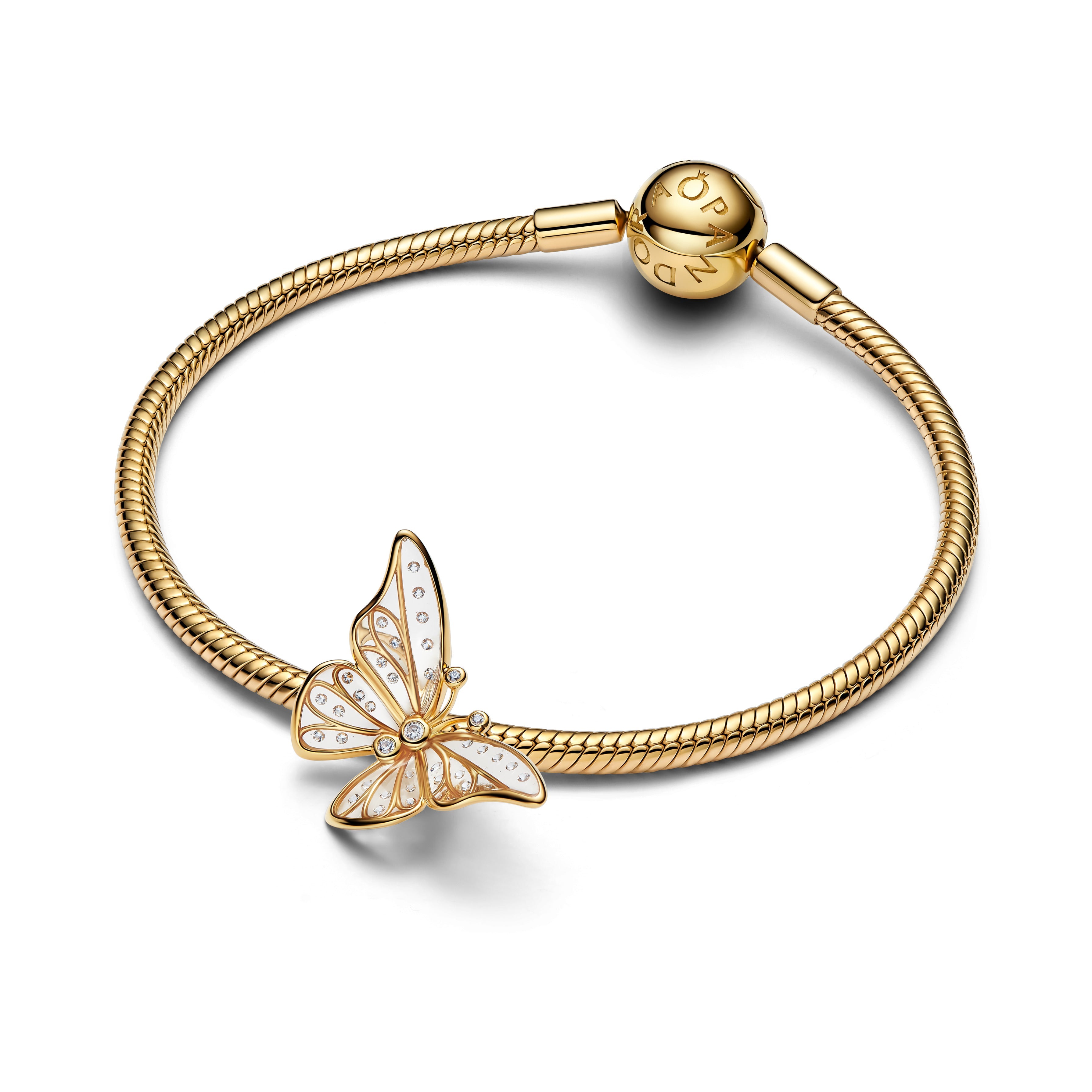 PANDORA Oversized Butterfly Openwork Charm 14K Gold Plated Unique Metal Blend Animals Charms Bracelet Charm Jewelry Gift