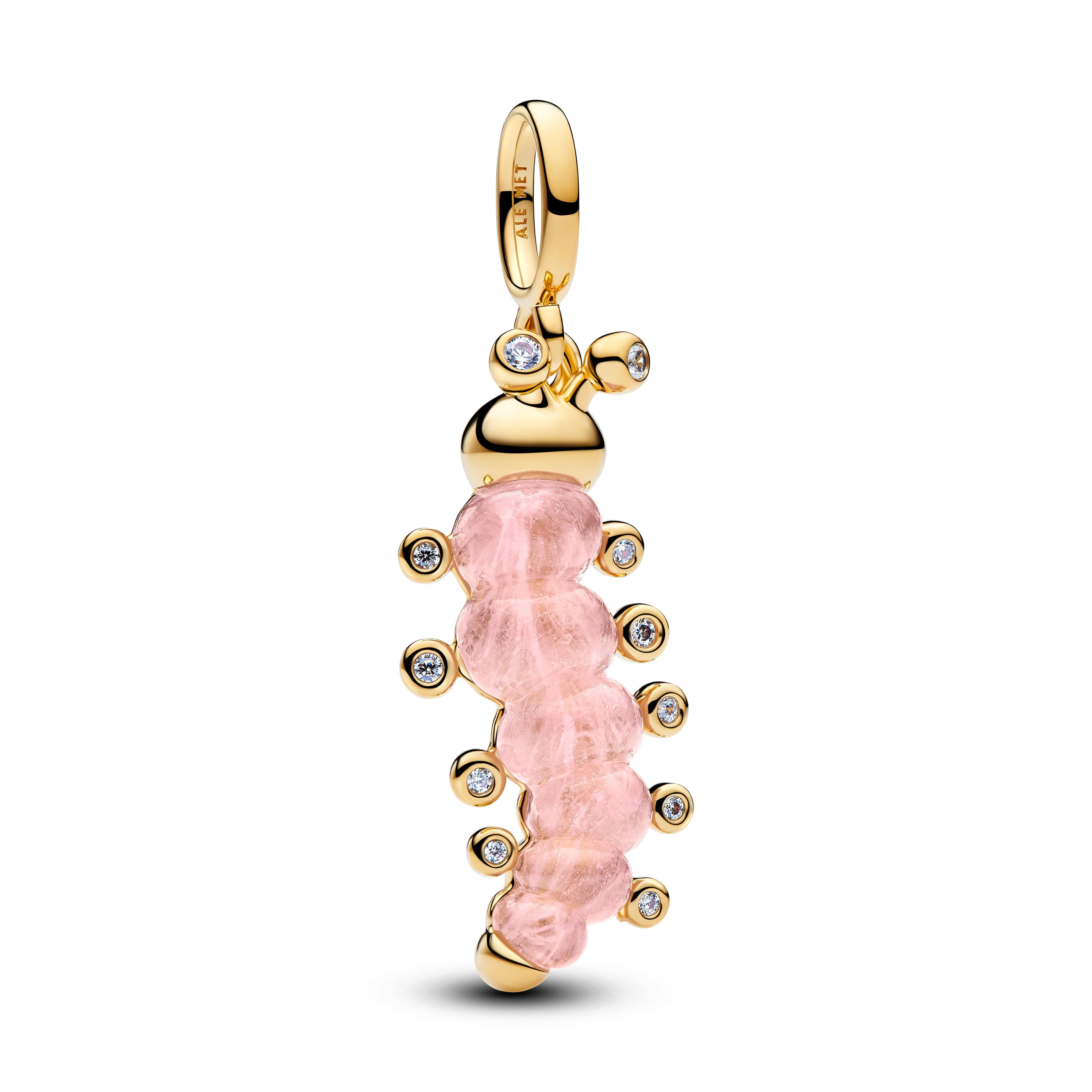 PANDORA Pink Caterpillar Charm 14K Gold Plated Unique Metal Blend Animals Charms Bracelet Charm Jewelry Gift