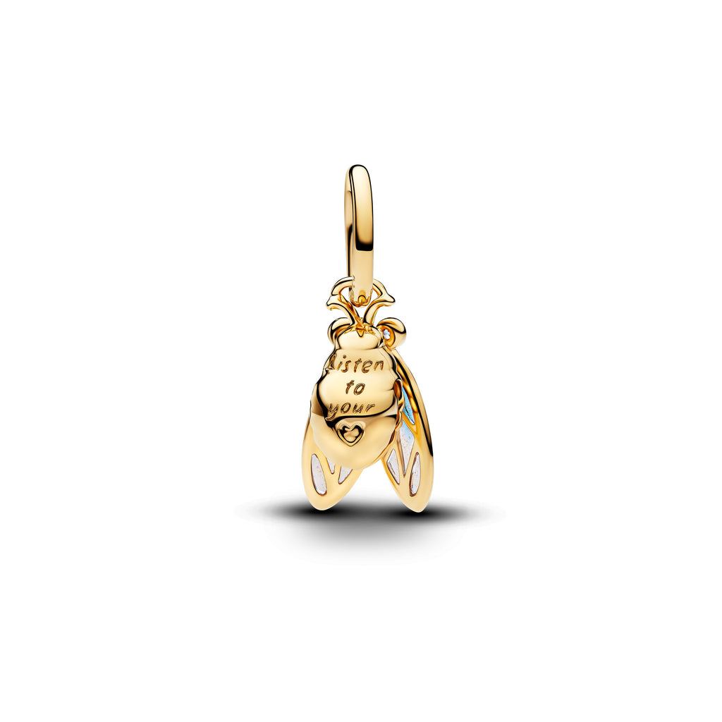 PANDORA Cicada Dangle Charm 14K Gold Plated Unique Metal Blend Animals Charms Bracelet Charm Jewelry Gift
