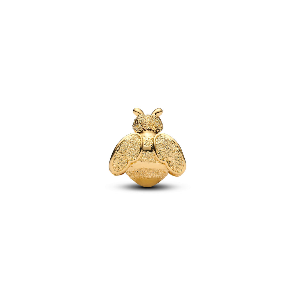 PANDORA Textured Bee Mini Charm 14K Gold Plated Unique Metal Blend Nature Charms Bracelet Charm Jewelry Gift