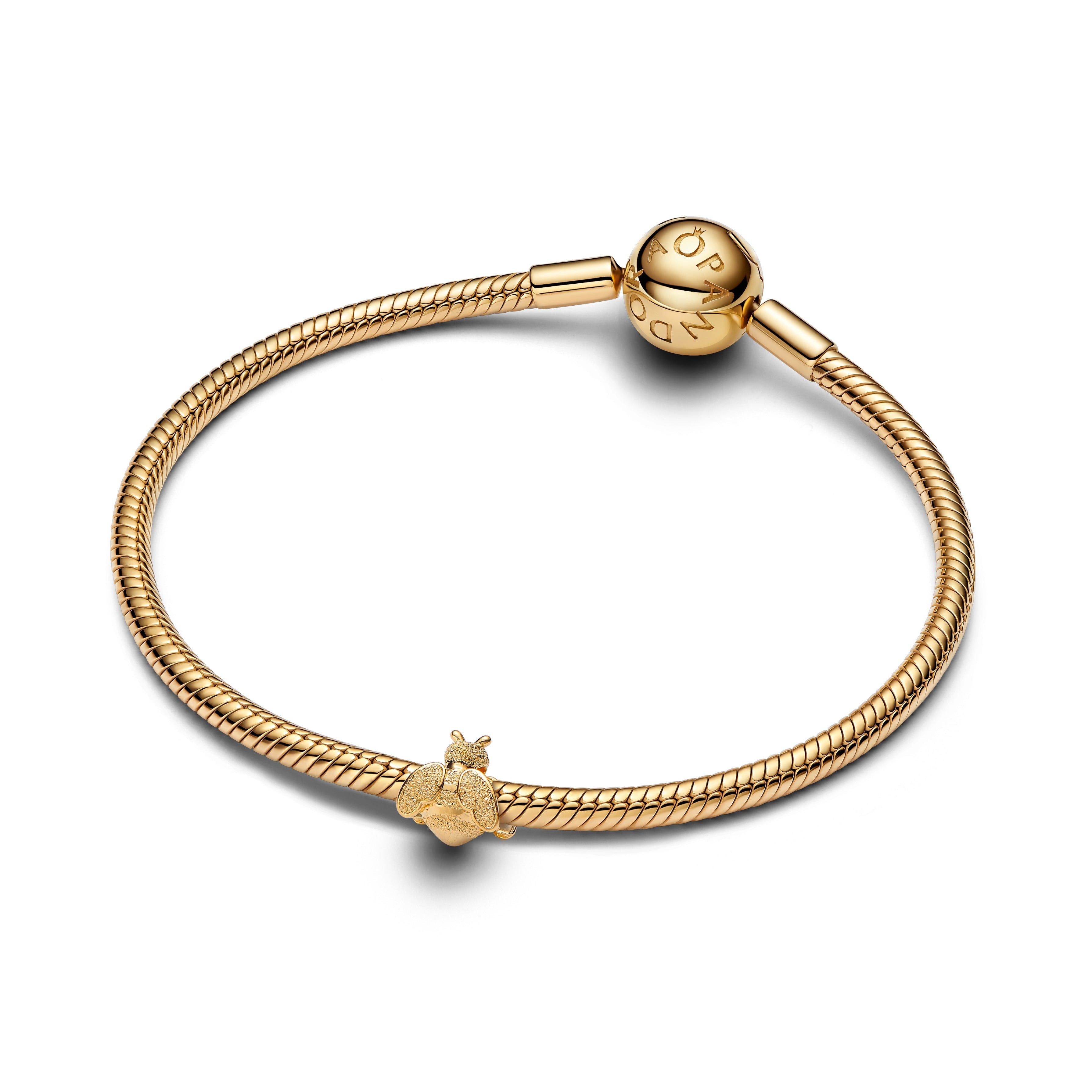 PANDORA Textured Bee Mini Charm 14K Gold Plated Unique Metal Blend Nature Charms Bracelet Charm Jewelry Gift