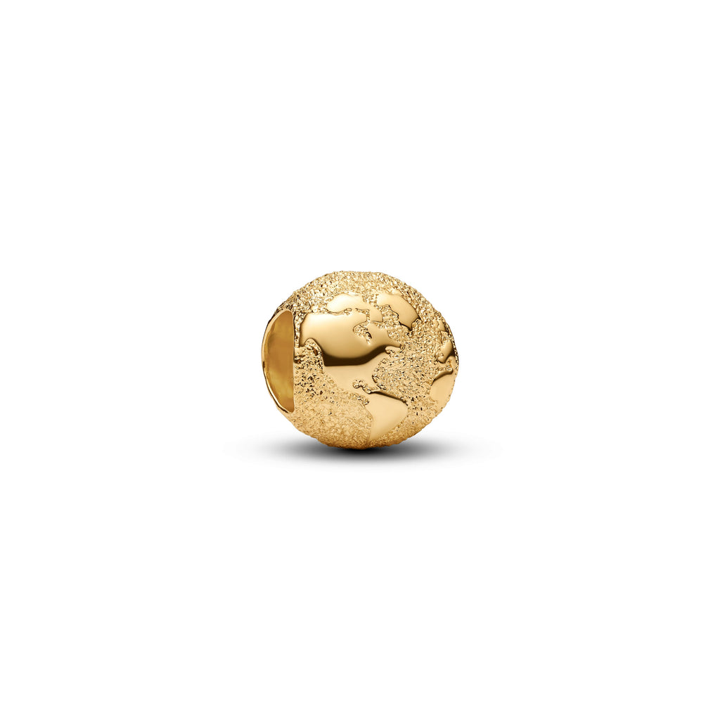 PANDORA Textured Globe Mini Charm 14K Gold Plated Unique Metal Blend Nature Charms Bracelet Charm Jewelry Gift