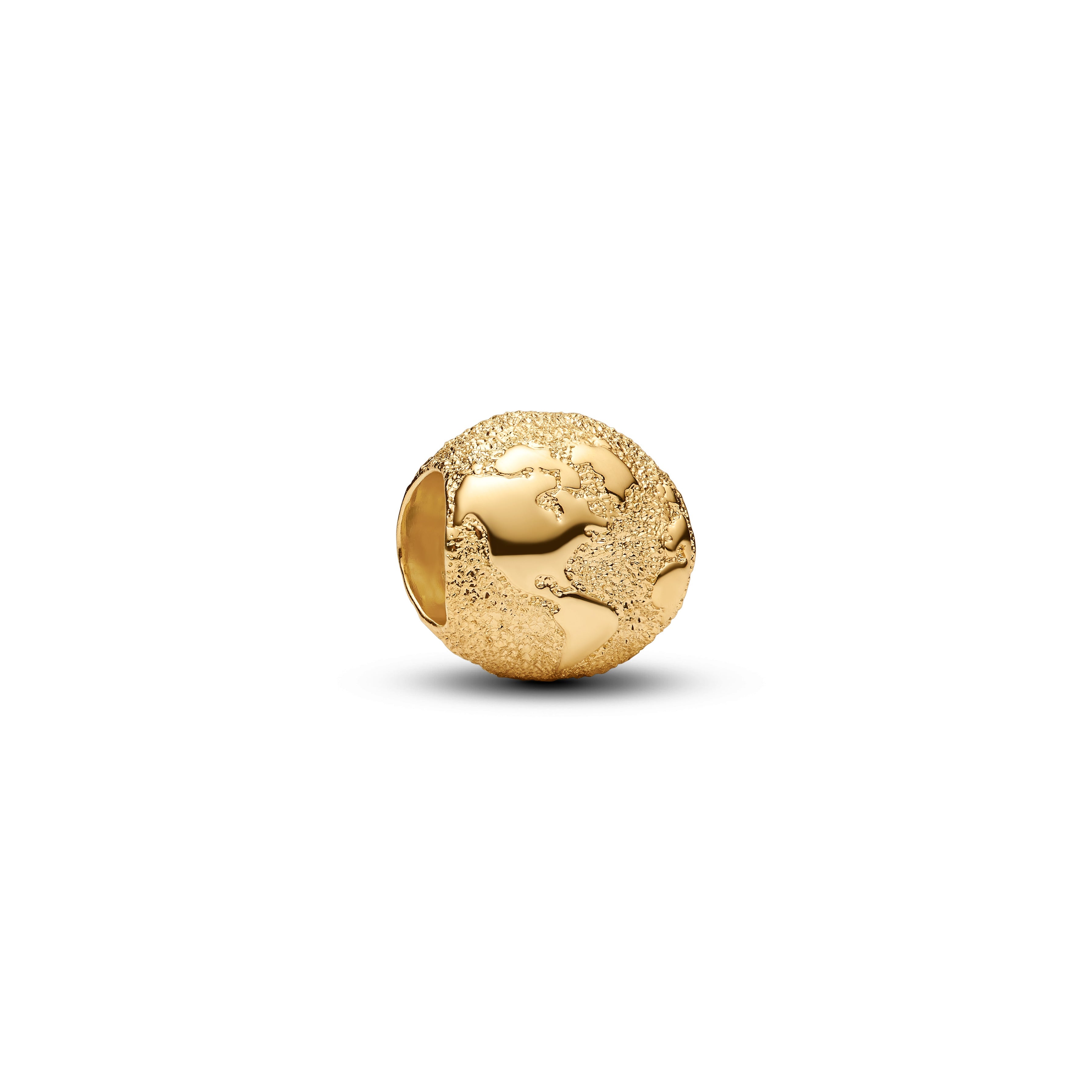 PANDORA Textured Globe Mini Charm 14K Gold Plated Unique Metal Blend Nature Charms Bracelet Charm Jewelry Gift