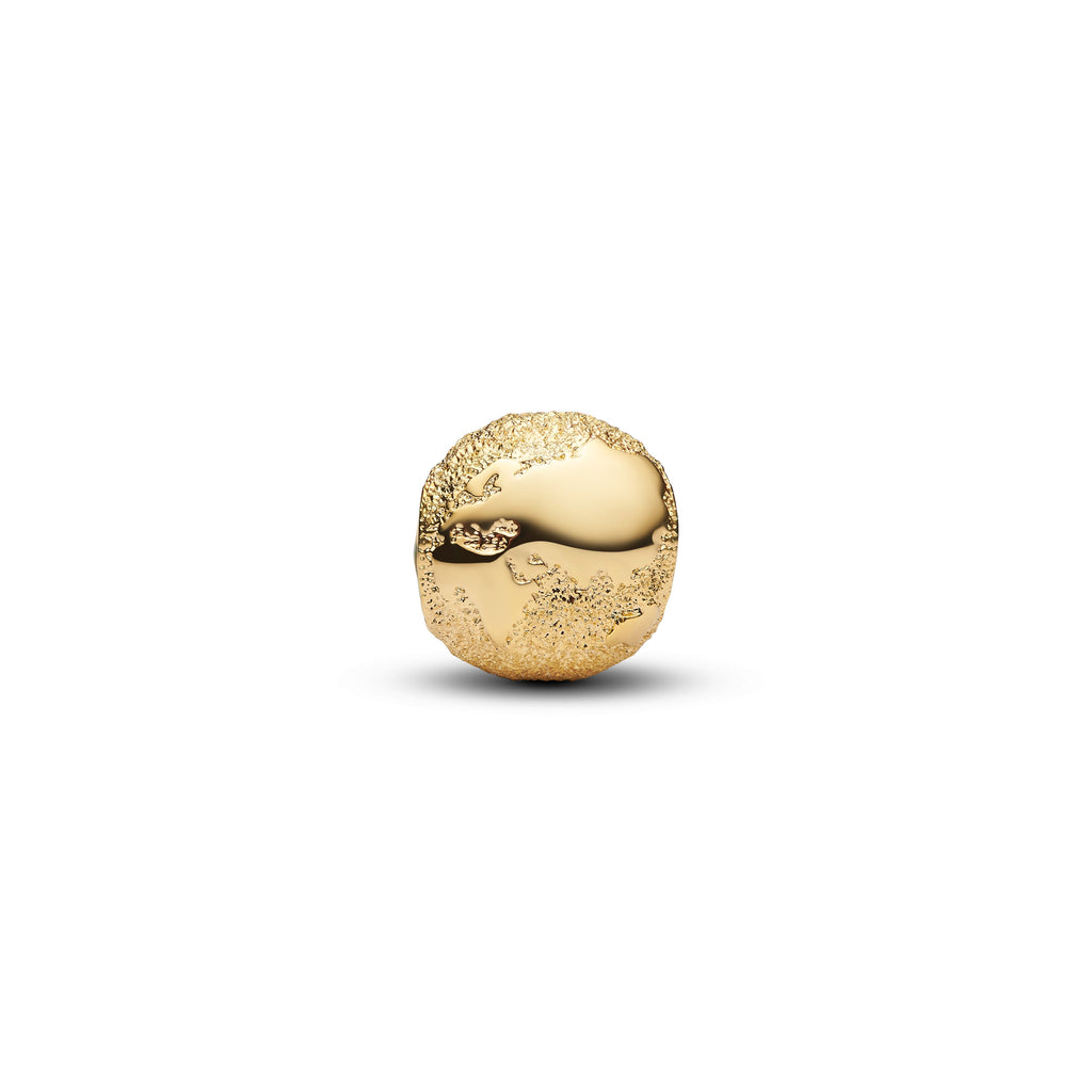 PANDORA Textured Globe Mini Charm 14K Gold Plated Unique Metal Blend Nature Charms Bracelet Charm Jewelry Gift