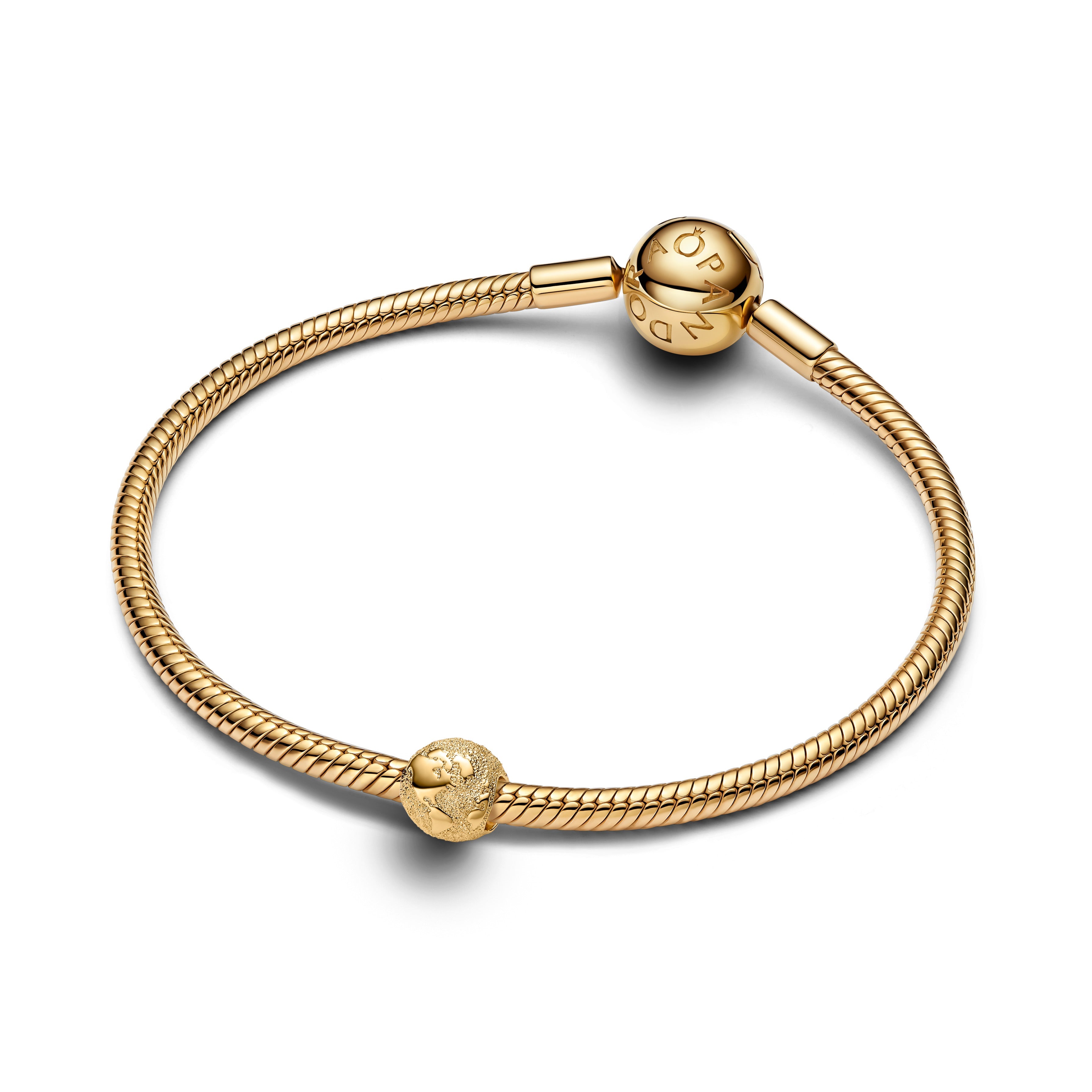 PANDORA Textured Globe Mini Charm 14K Gold Plated Unique Metal Blend Nature Charms Bracelet Charm Jewelry Gift