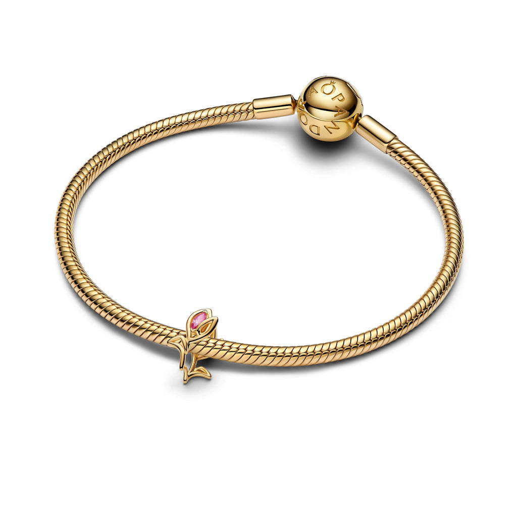 PANDORA Tulip Openwork Charm 14K Gold Plated Unique Metal Blend Flowers Charms Bracelet Charm Jewelry Gift