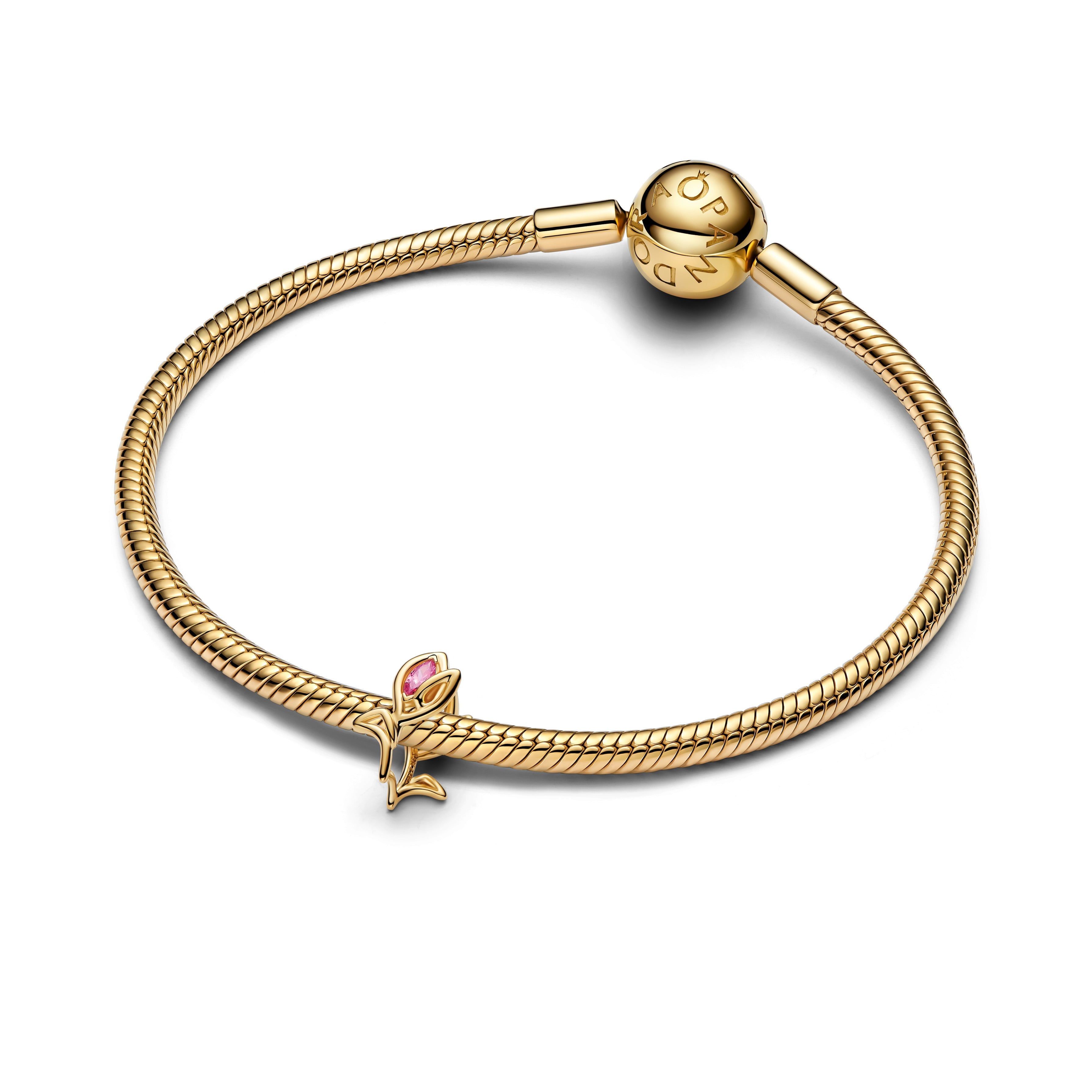 PANDORA Tulip Openwork Charm 14K Gold Plated Unique Metal Blend Flowers Charms Bracelet Charm Jewelry Gift