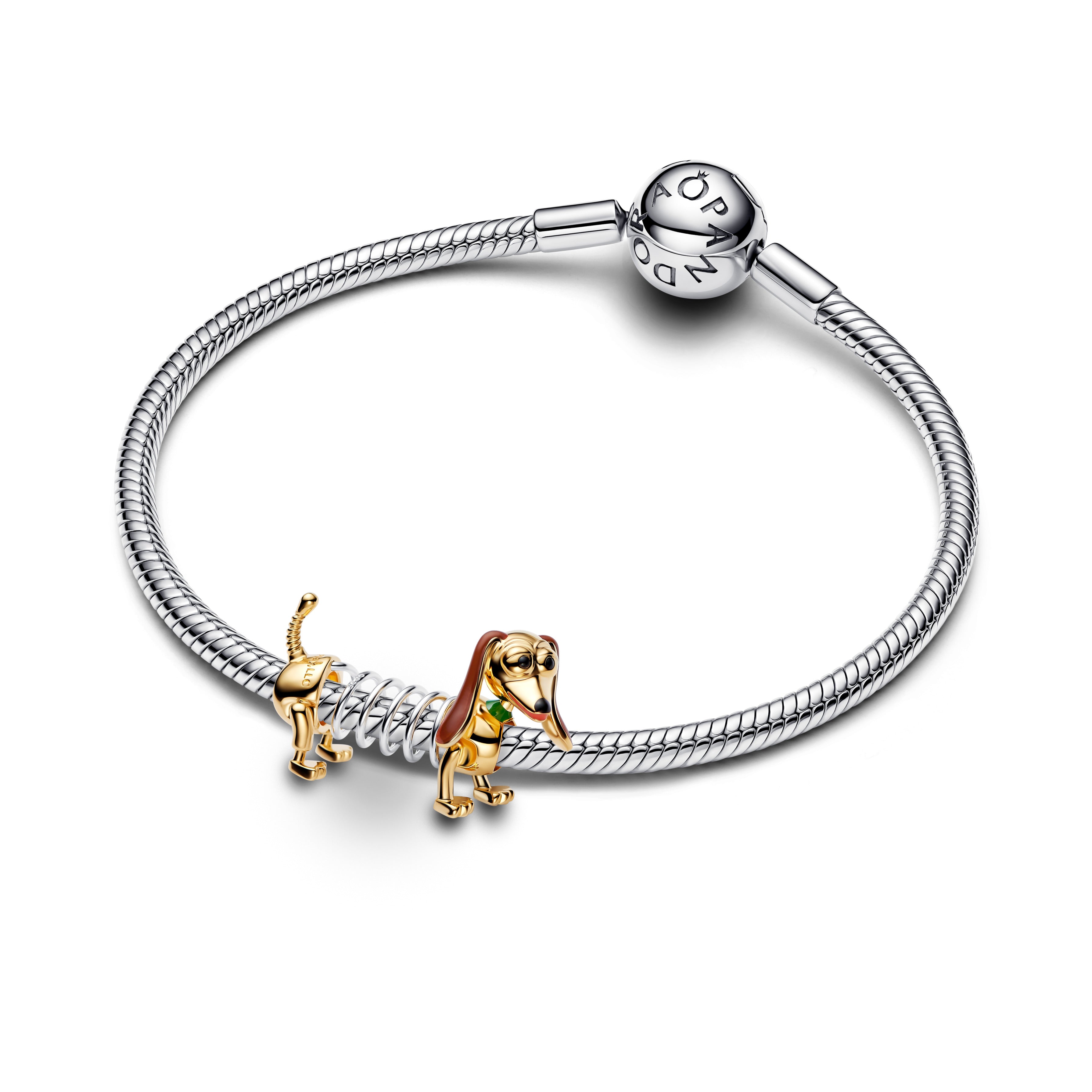 PANDORA Disney Pixar Toy Story Slinky Dog Charm Enamel Silver Animals Charms Bracelet Charm Jewelry Gift