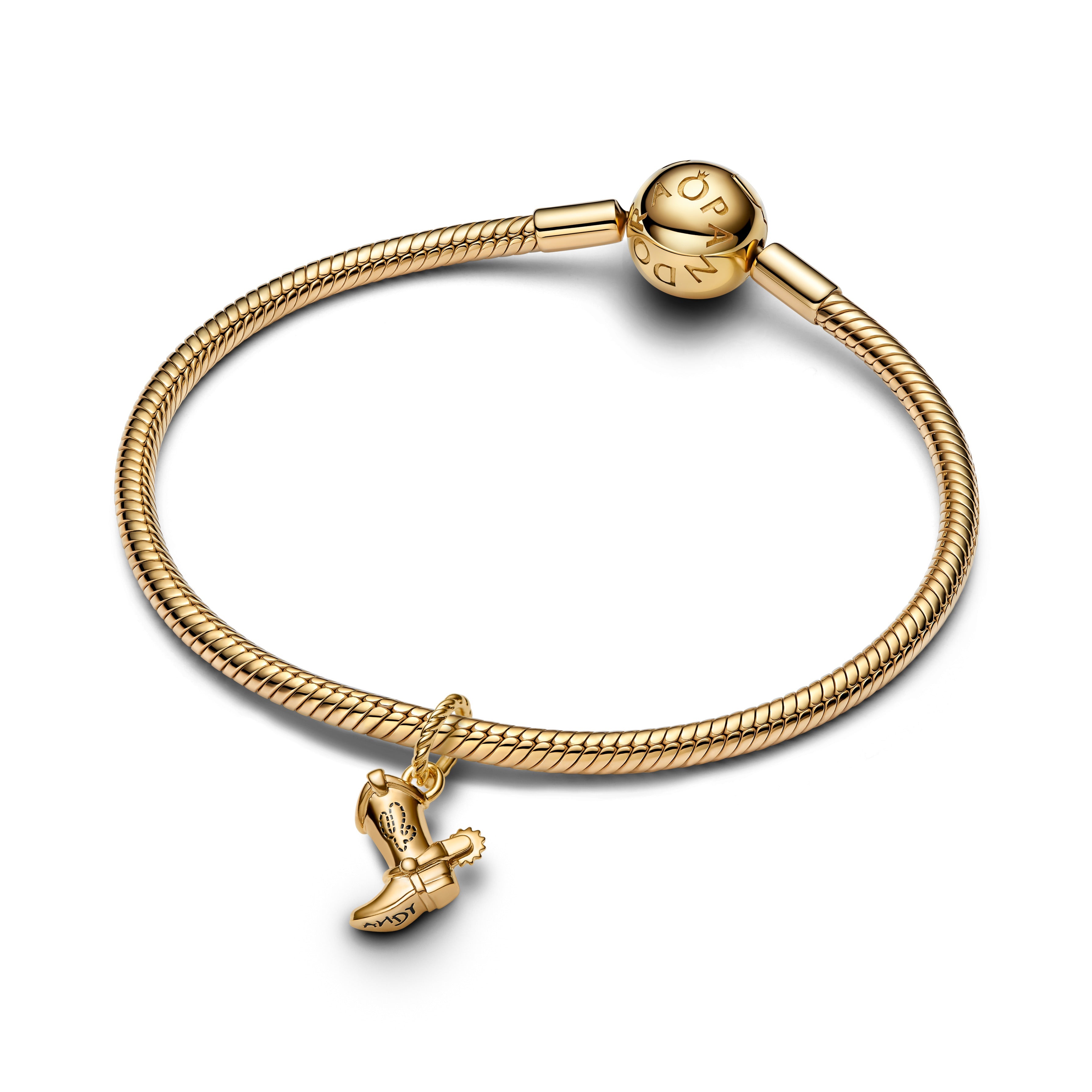 PANDORA Disney Pixar Toy Story Cowboy Boot Charm 14K Gold Plated Unique Metal Blend Charms Bracelet Charm Jewelry Gift