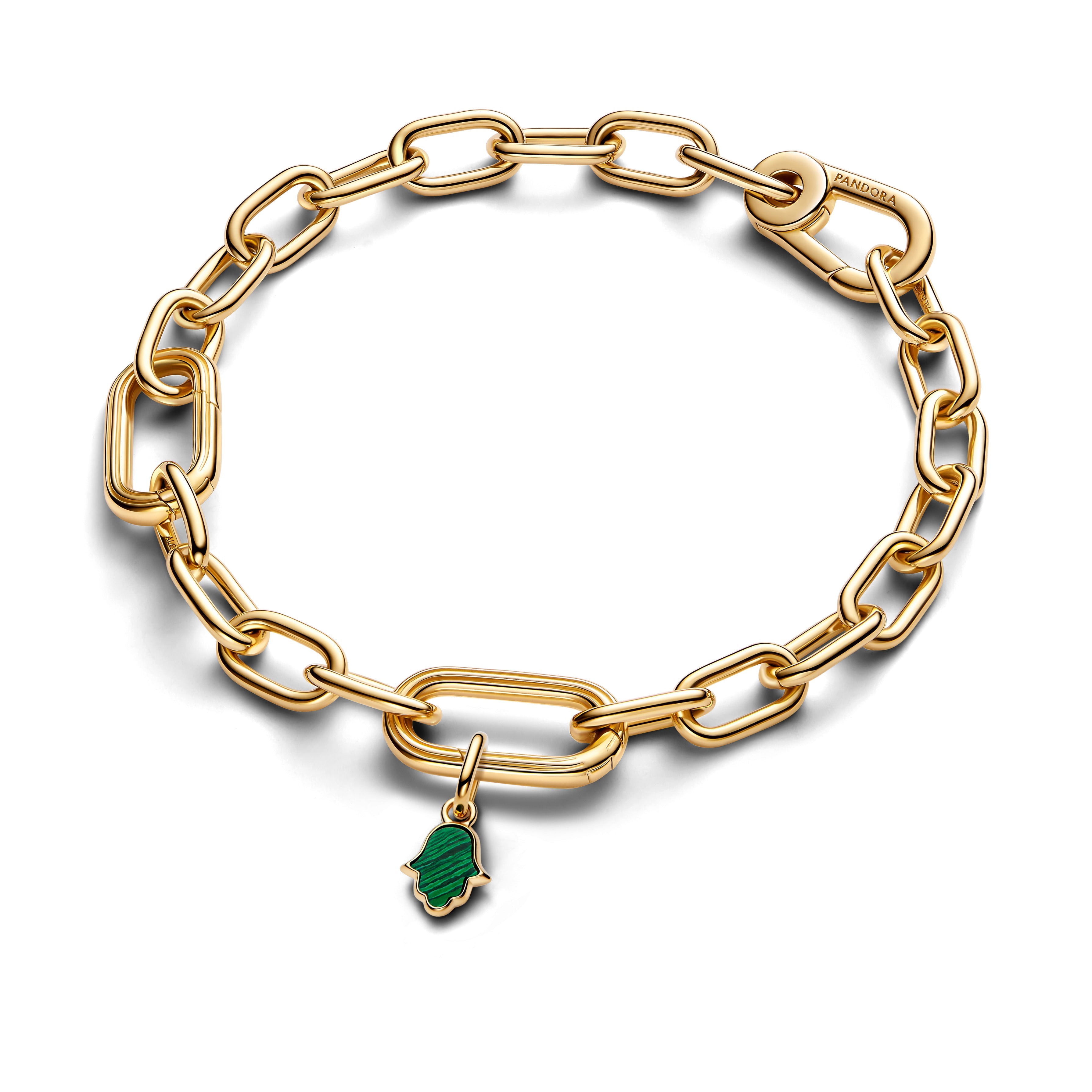 PANDORA Green Hamsa Hand Mini Dangle Charm 14K Gold Plated Unique Metal Blend Summer Charms Bracelet Charm Jewelry Gift