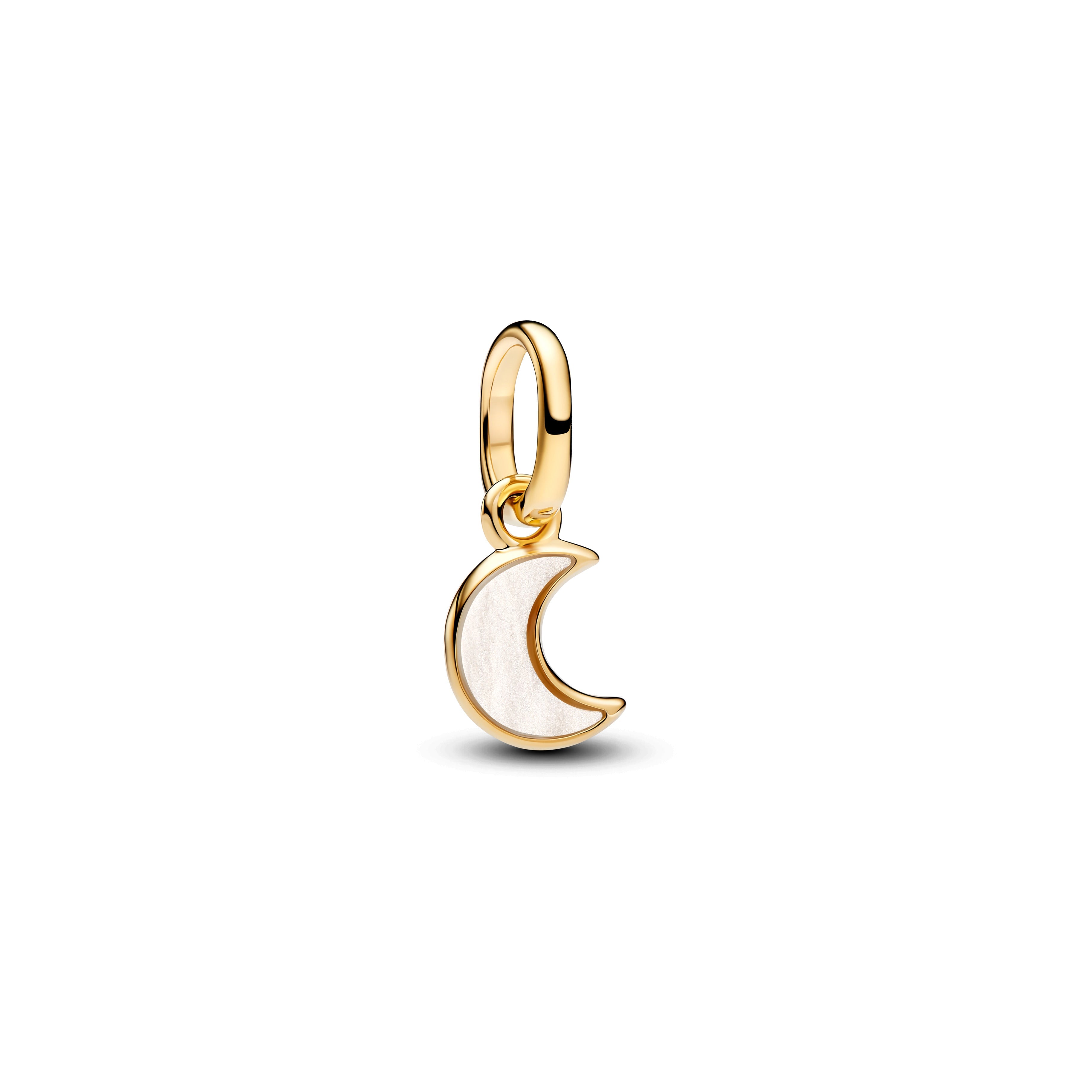 PANDORA White Crescent Moon Mini Dangle Charm 14K Gold Plated Unique Metal Blend Summer Charms Bracelet Charm Jewelry Gift