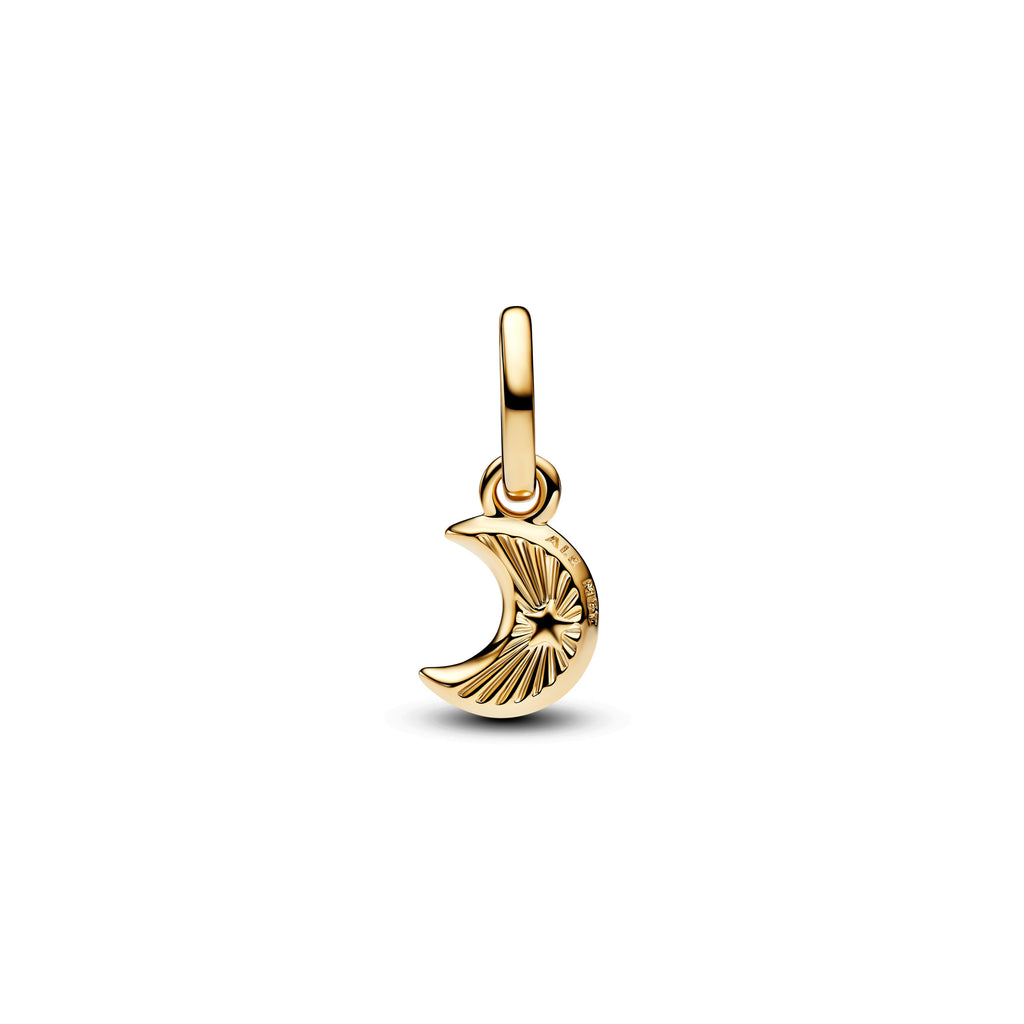 PANDORA White Crescent Moon Mini Dangle Charm 14K Gold Plated Unique Metal Blend Summer Charms Bracelet Charm Jewelry Gift