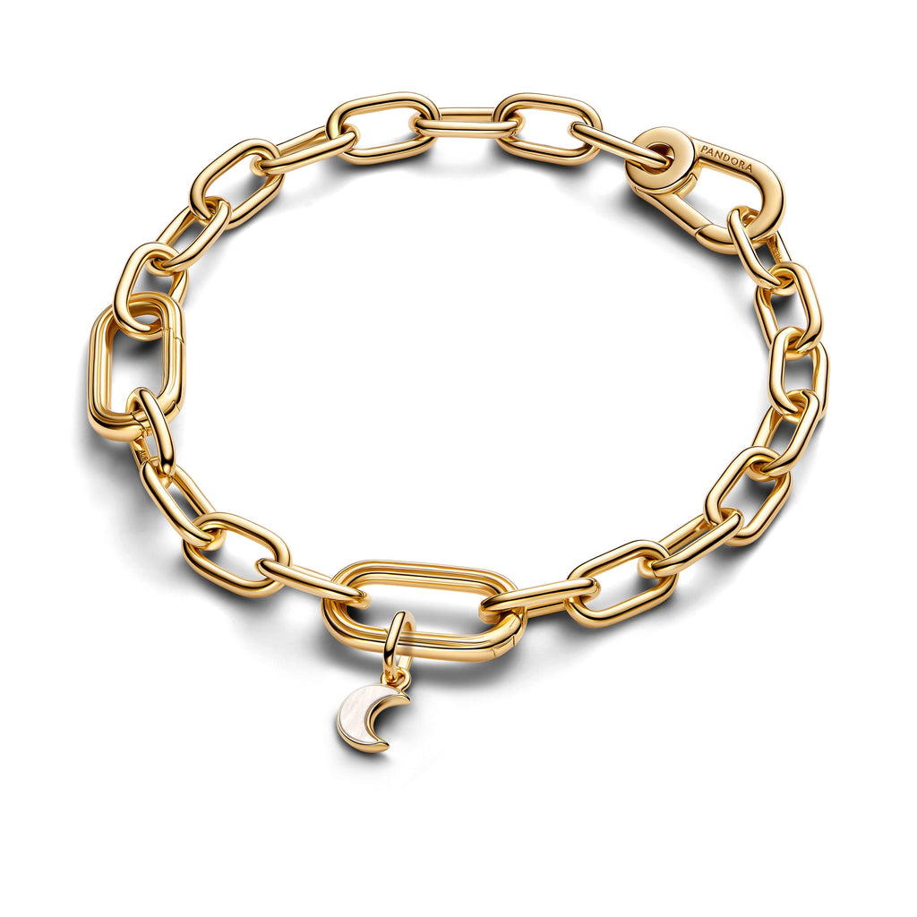 PANDORA White Crescent Moon Mini Dangle Charm 14K Gold Plated Unique Metal Blend Summer Charms Bracelet Charm Jewelry Gift