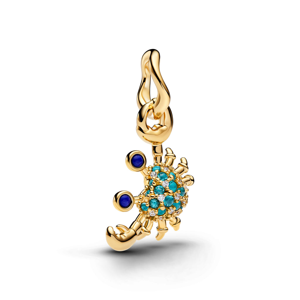 PANDORA Crab Dangle Charm 14K Gold Plated Unique Metal Blend Summer Charms Bracelet Charm Jewelry Gift