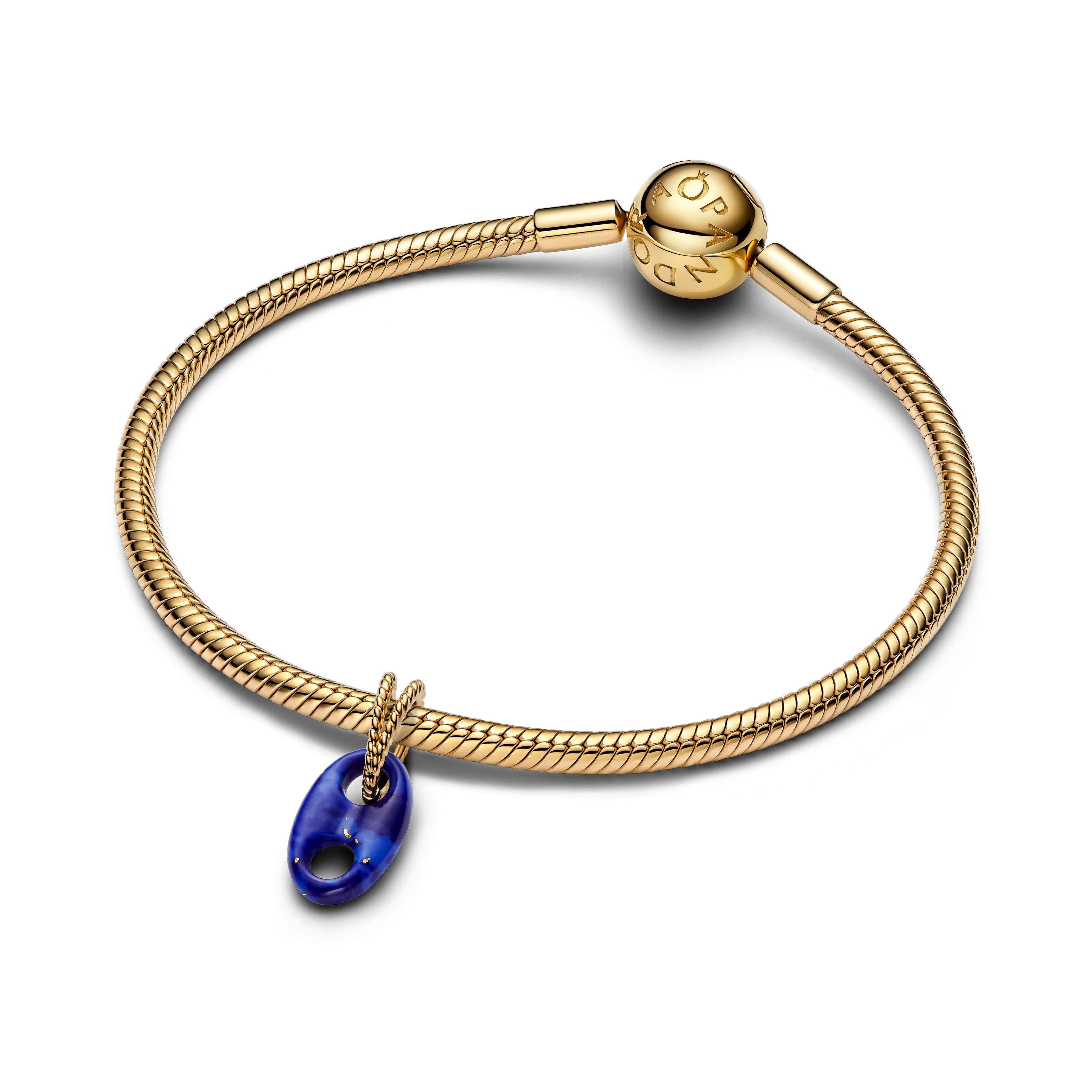 PANDORA Mariner Link Dangle Charm 14K Gold Plated Unique Metal Blend Blue Summer Charms Bracelet Charm Jewelry Gift