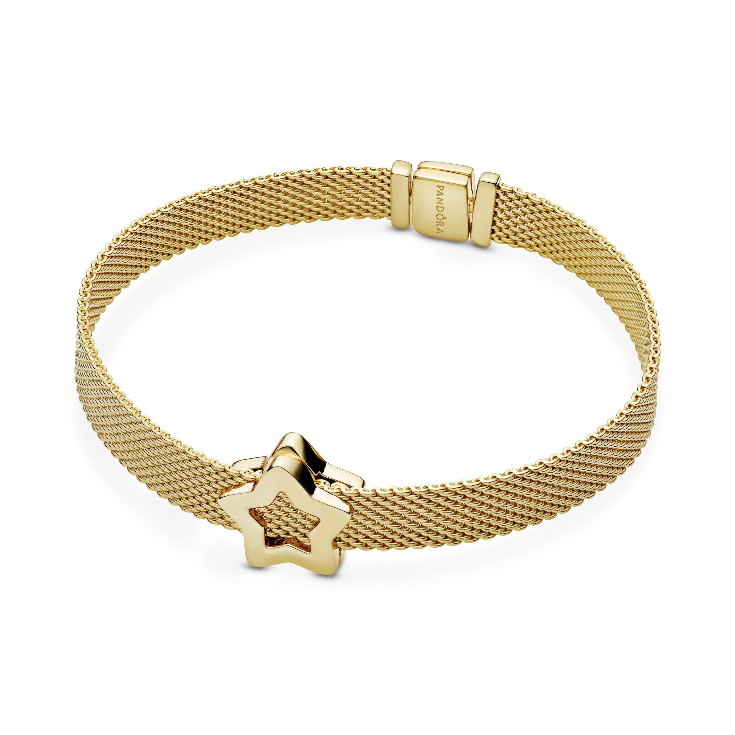 PANDORA Star Clip Charm 14K Gold Plated Unique Metal Blend Charms Bracelet Charm Jewelry Gift